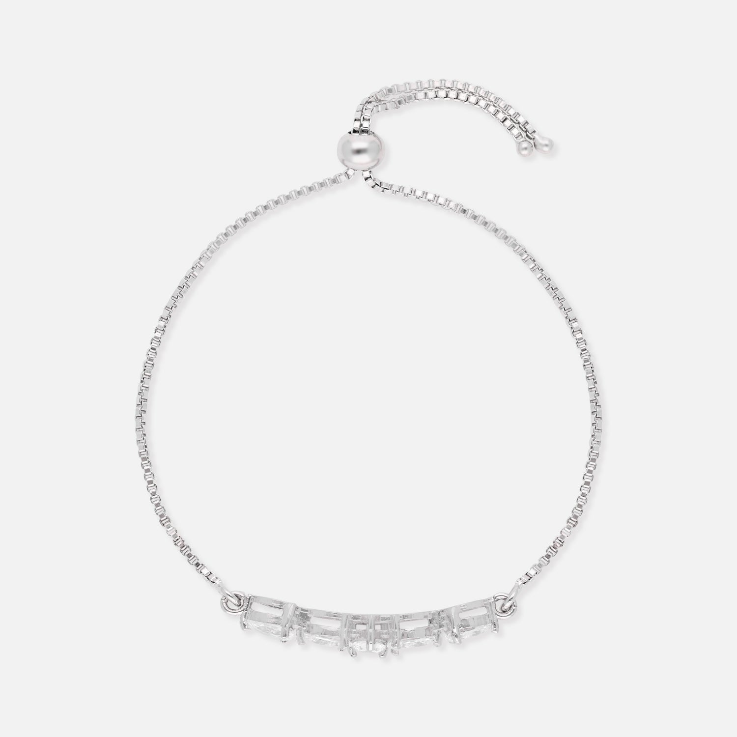 Emerald-Cut & Baguette Cubic Zirconia Sterling Silver Adjustable Bracelet | SKU : 0022164186, 0022167781, 0003888391
