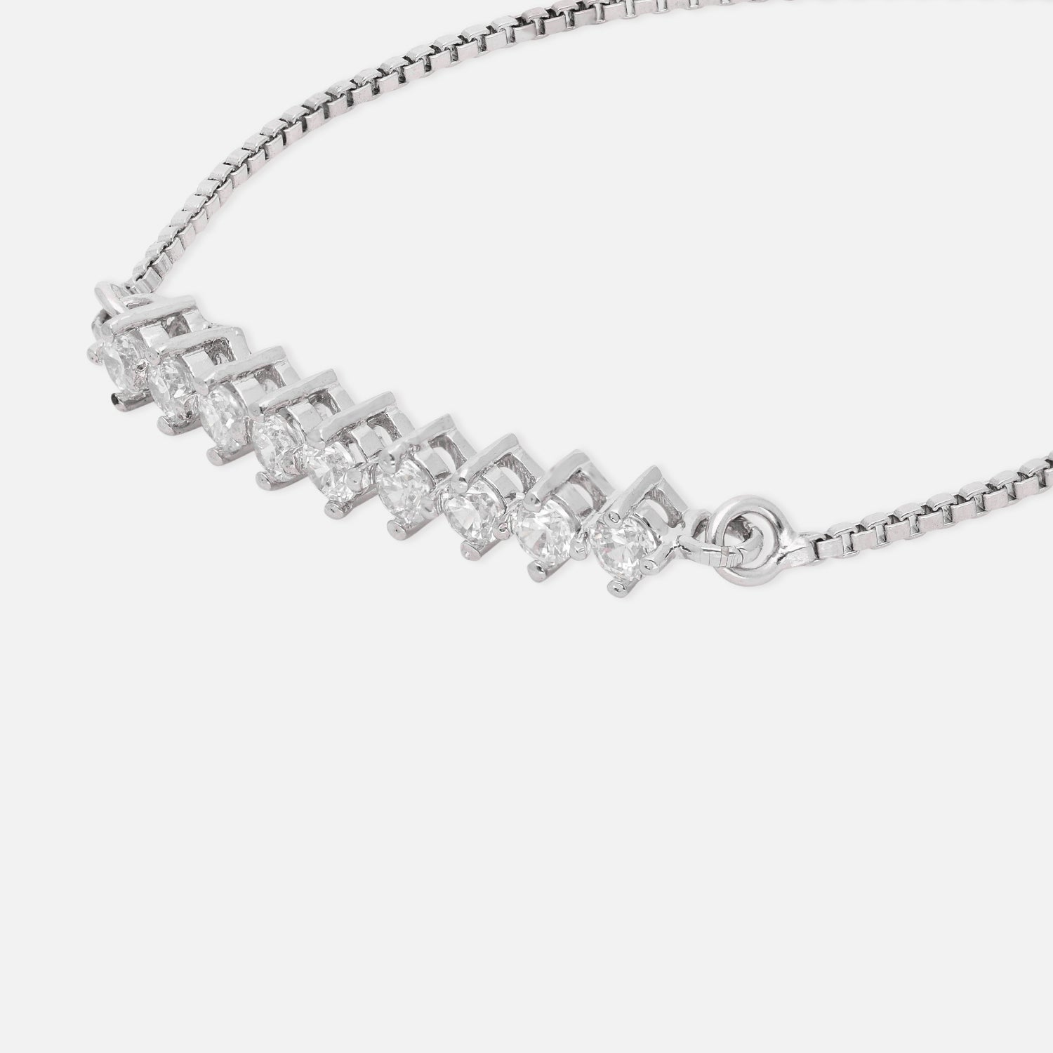 Elegant Emerald-Cut & Round CZ Sterling Silver Adjustable Bracelet | SKU: 0022164261, 0022167866, 0003888476