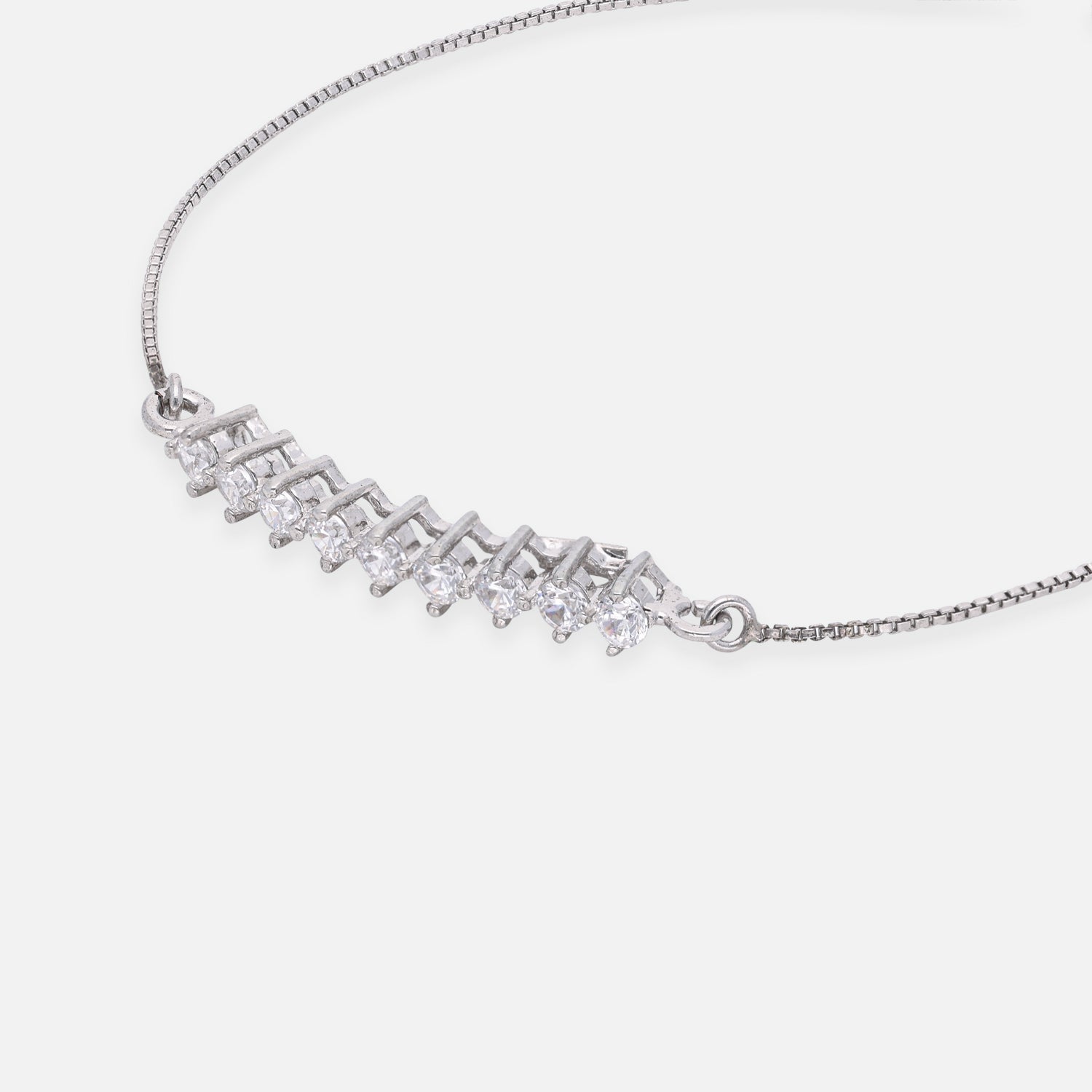 Baguette Cut Cubic Zirconia Sterling Silver Adjustable Bracelet | SKU : 0022164278, 0022167873, 0003888483