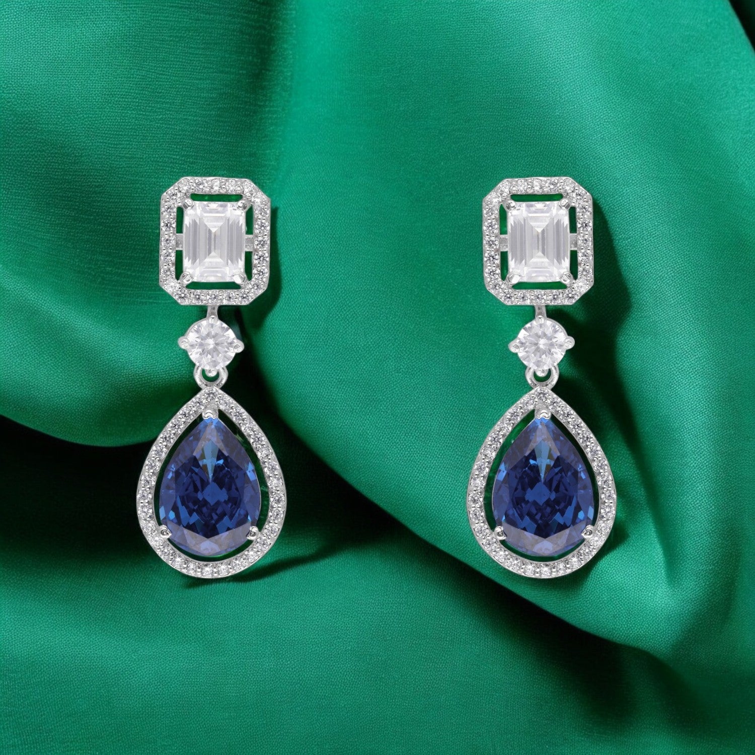 Teardrop Stone Sterling Silver Earrings | SKU : 0022178916, 0022179210, 0003894040