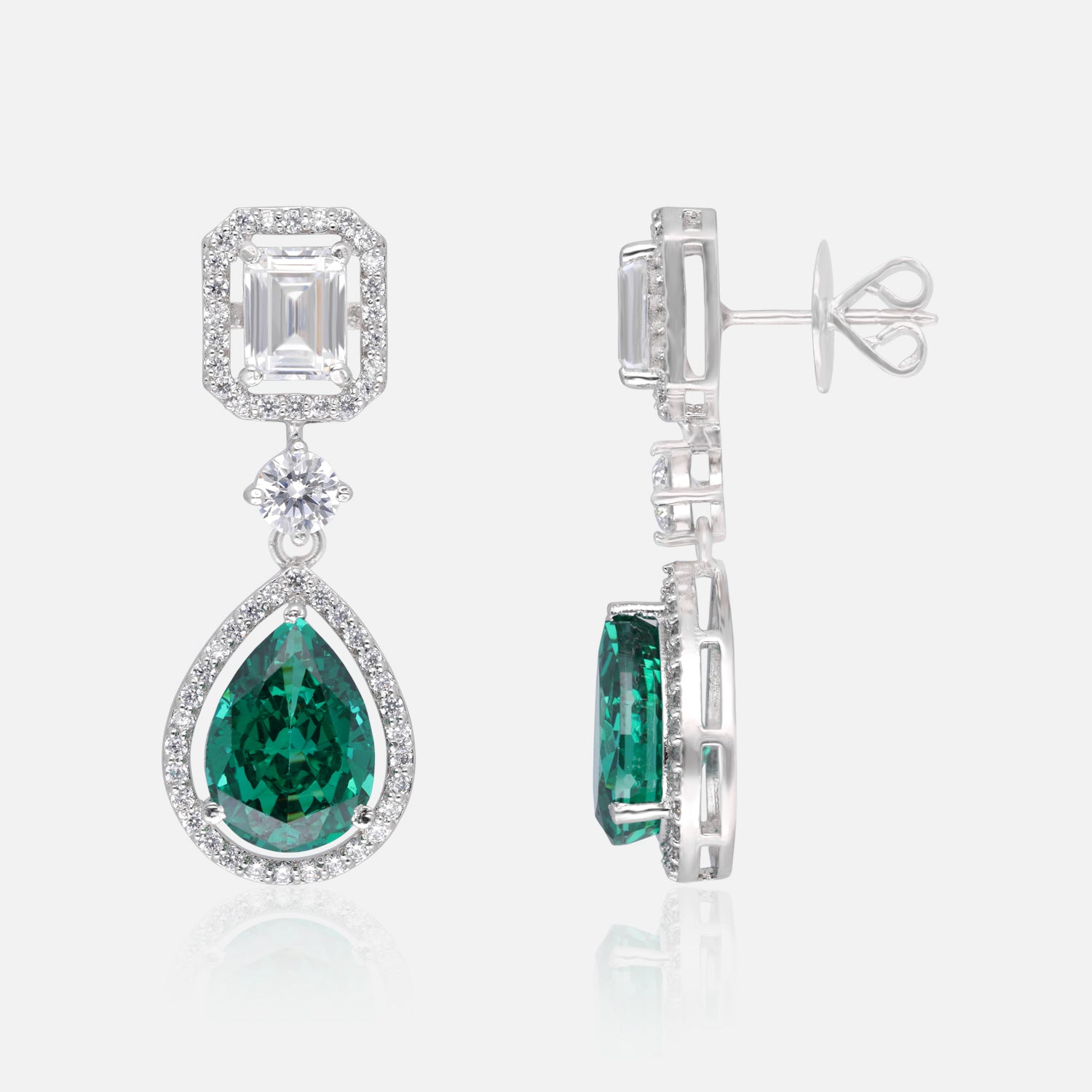 Teardrop Stone Sterling Silver Earrings | SKU : 0022178916, 0022179210, 0003894040