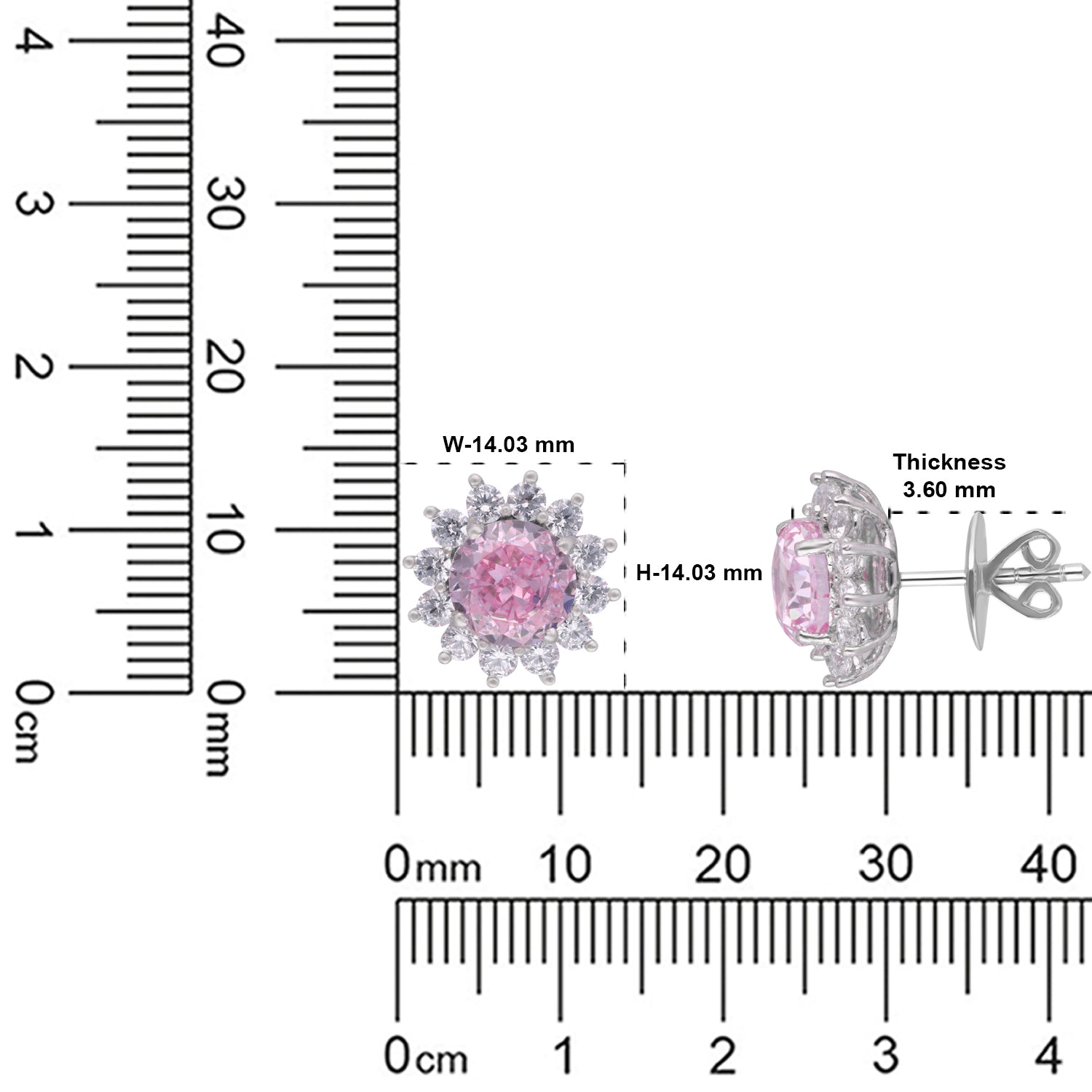 Sterling Silver Yellow-Pink Solitaire & White Halo Stud Earrings | SKU : 0022195838, 0022194442, 0003904190