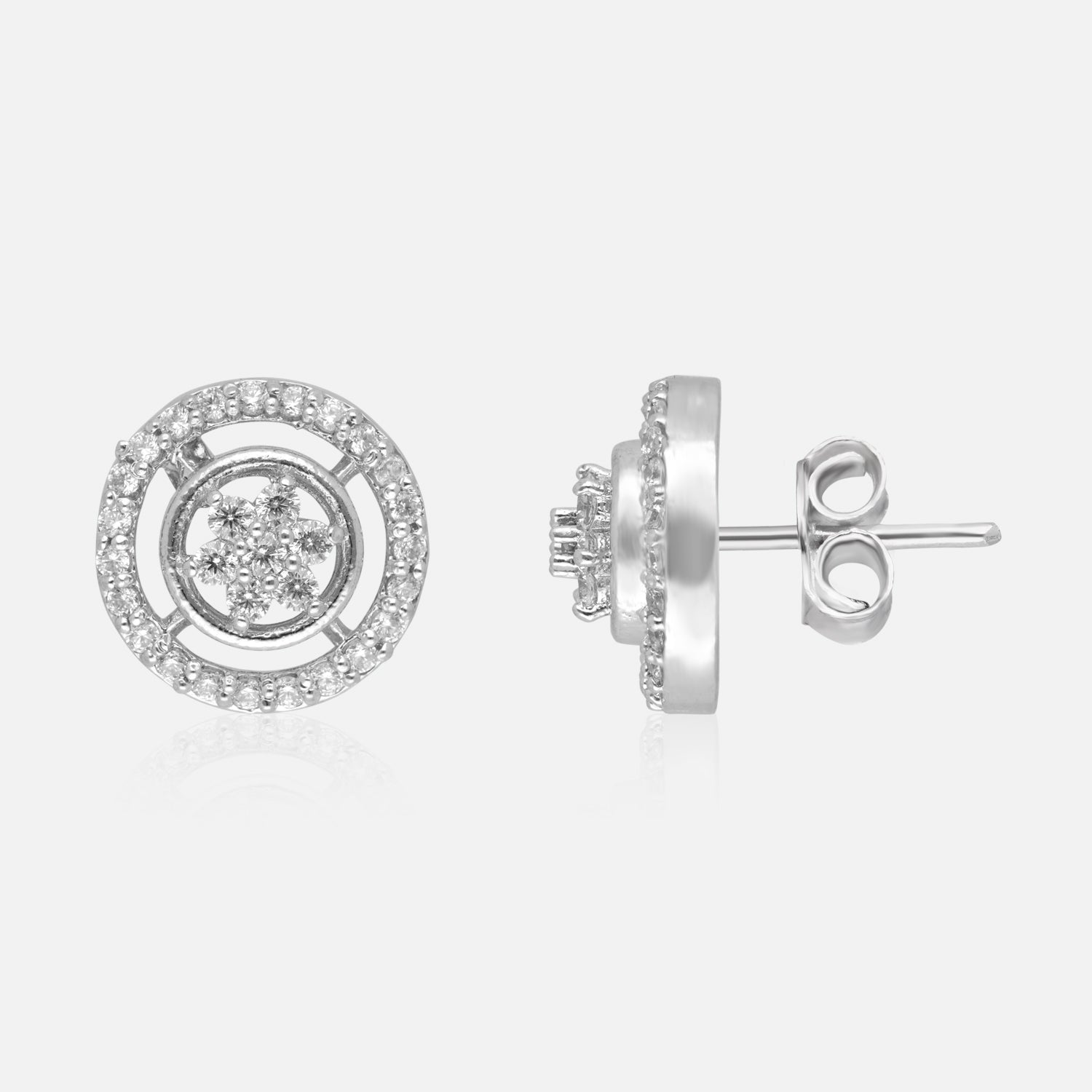 Eternal Glow – Diamond Cluster Halo Stud Earrings | SKU : 0022196019, 0022194626