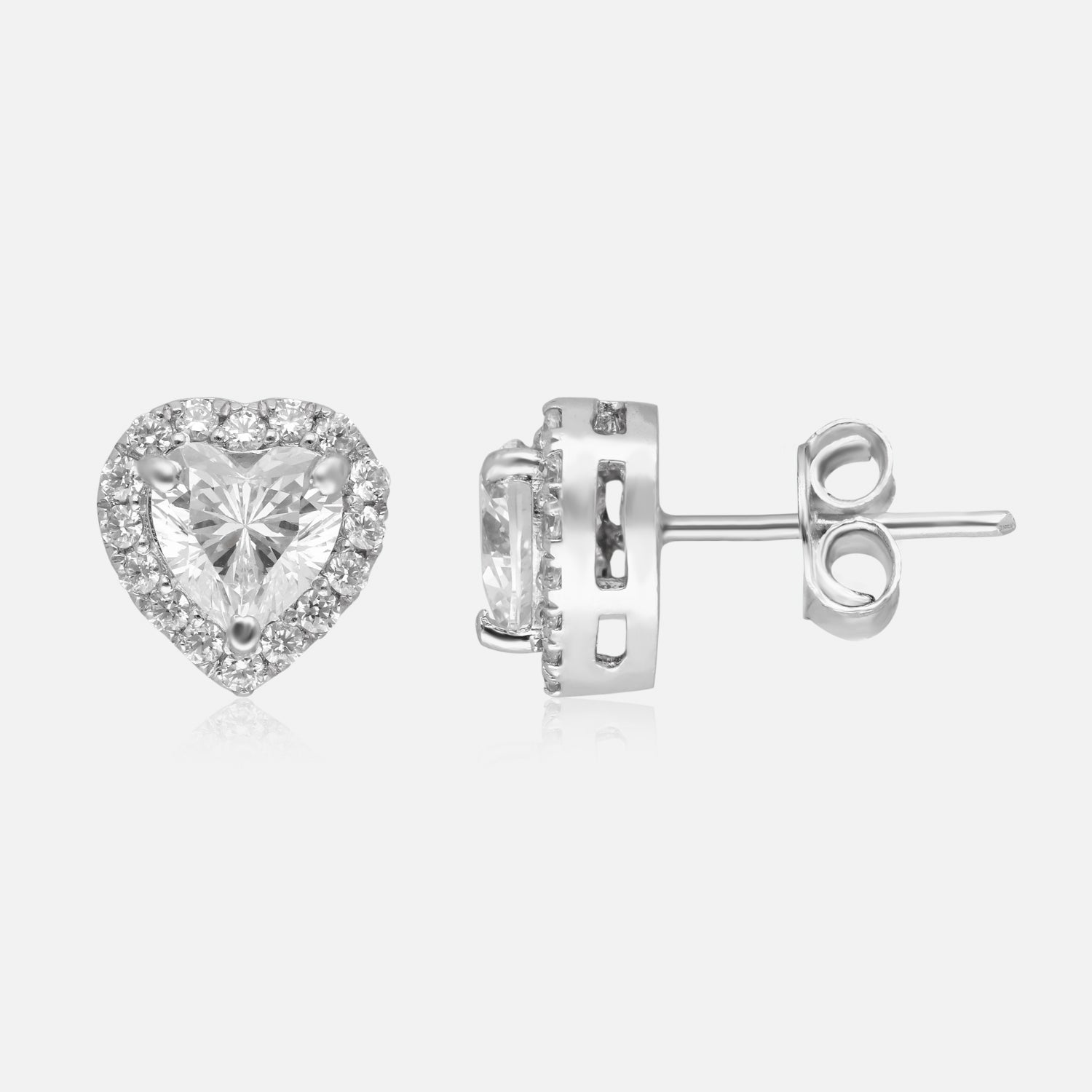 Eternal Love – Heart Halo Cubic Zirconia Stud Earrings | SKU : 0022196125, 0022194732, 0003904480
