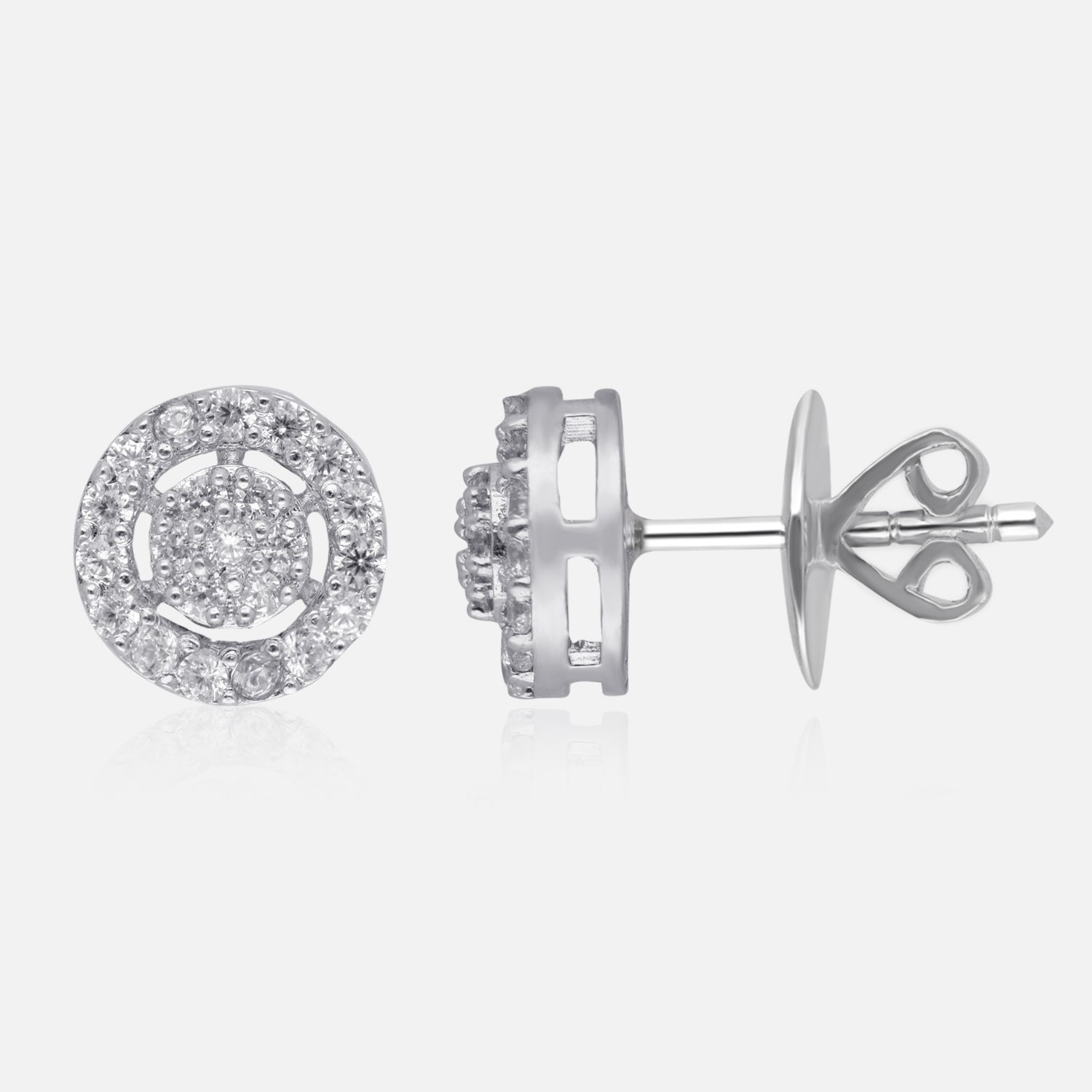 Celestial Glow – Pave Cubic Zirconia Cluster Stud Earrings | SKU : 0022196156, 0022194763, 0003904510