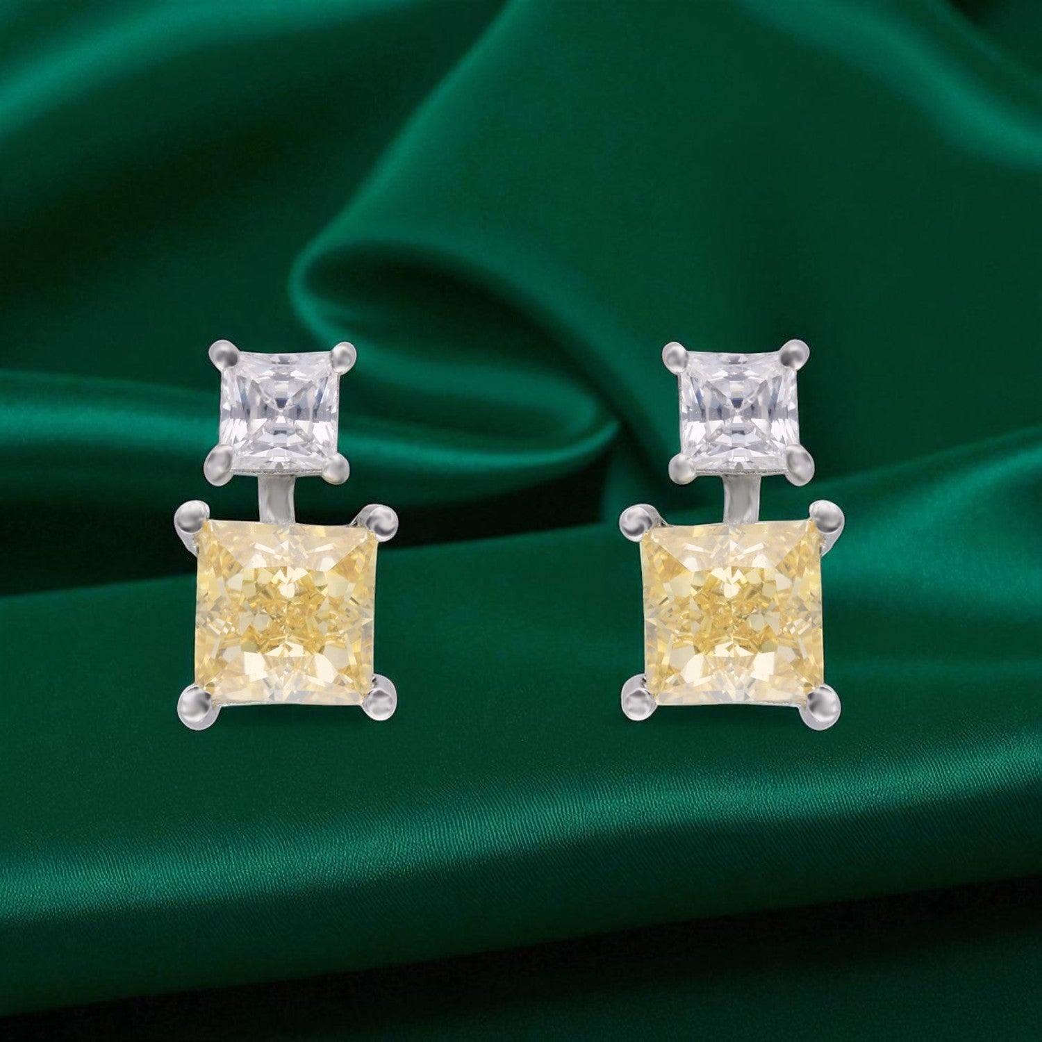 Dual Princess Gemstone Stud Earrings | SKU : 0022196255, 0022194862, 0003904619