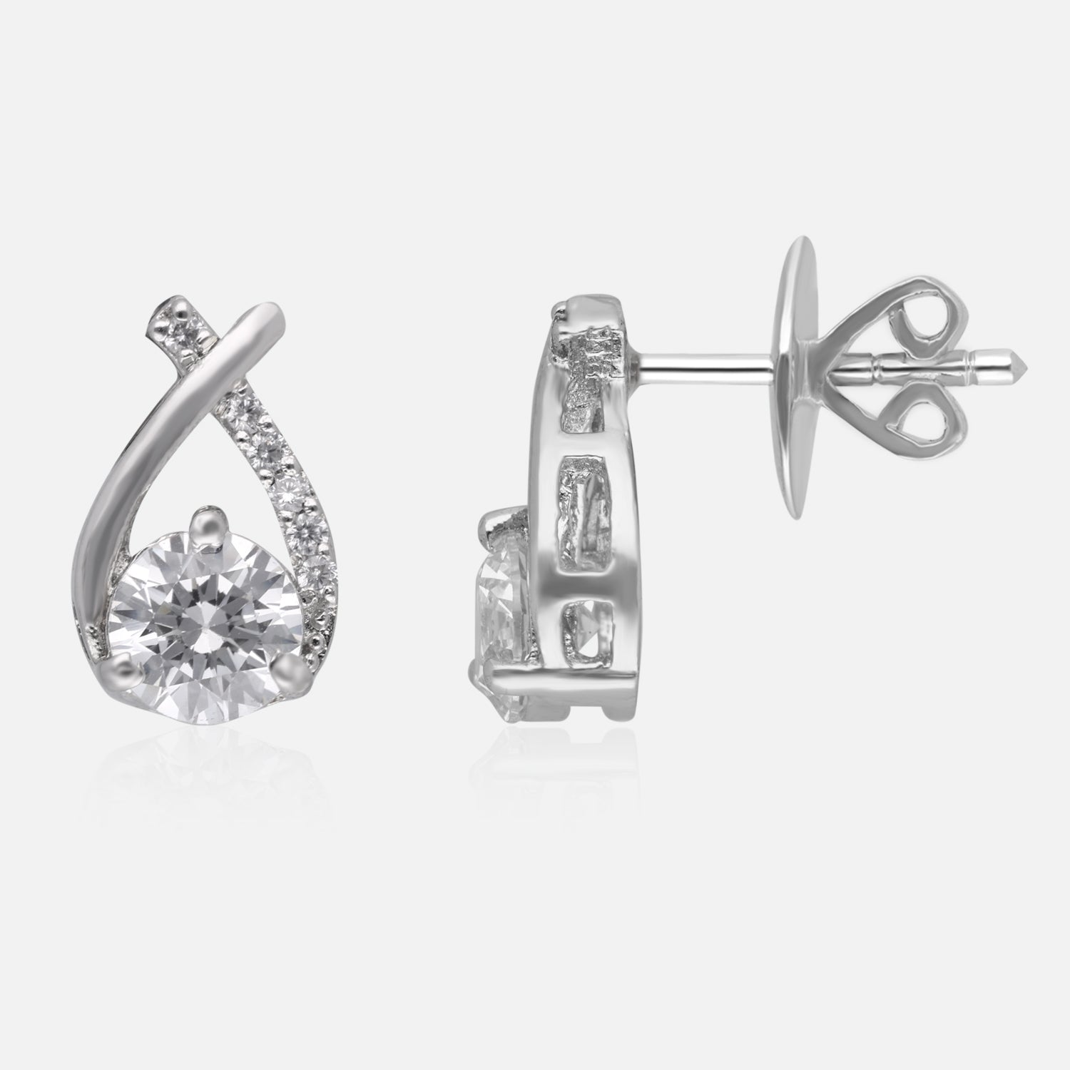 Infinity Glow – Twisted Drop Cubic Zirconia Stud Earrings | SKU : 0022196286, 0022194893, 0003904640