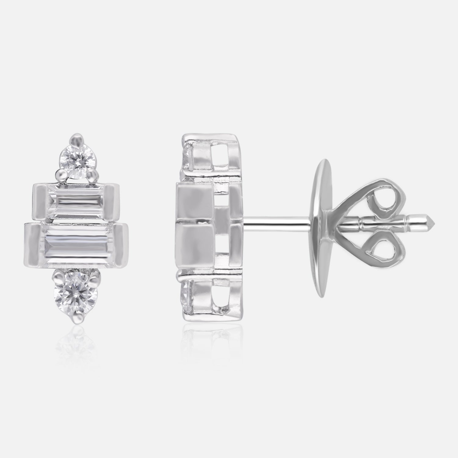 Urban Chic – Baguette & Round Cubic Zirconia Stud Earrings | SKU : 0022196309, 0022194916, 0003904664