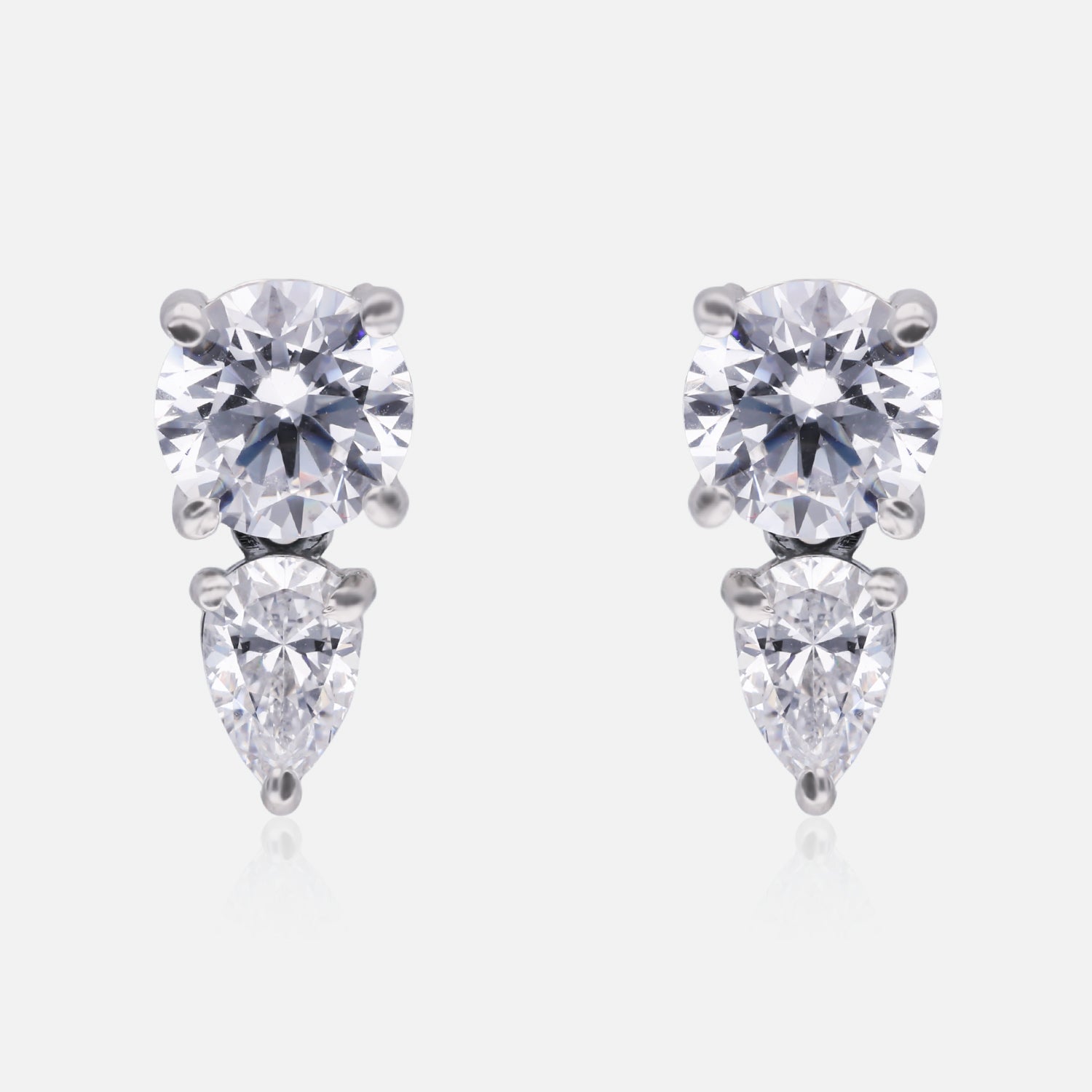 Radiant Duo-Cut White Sapphire Stud Earrings in Sterling Silver | SKU : 0022196330, 0022194947, 0003904695