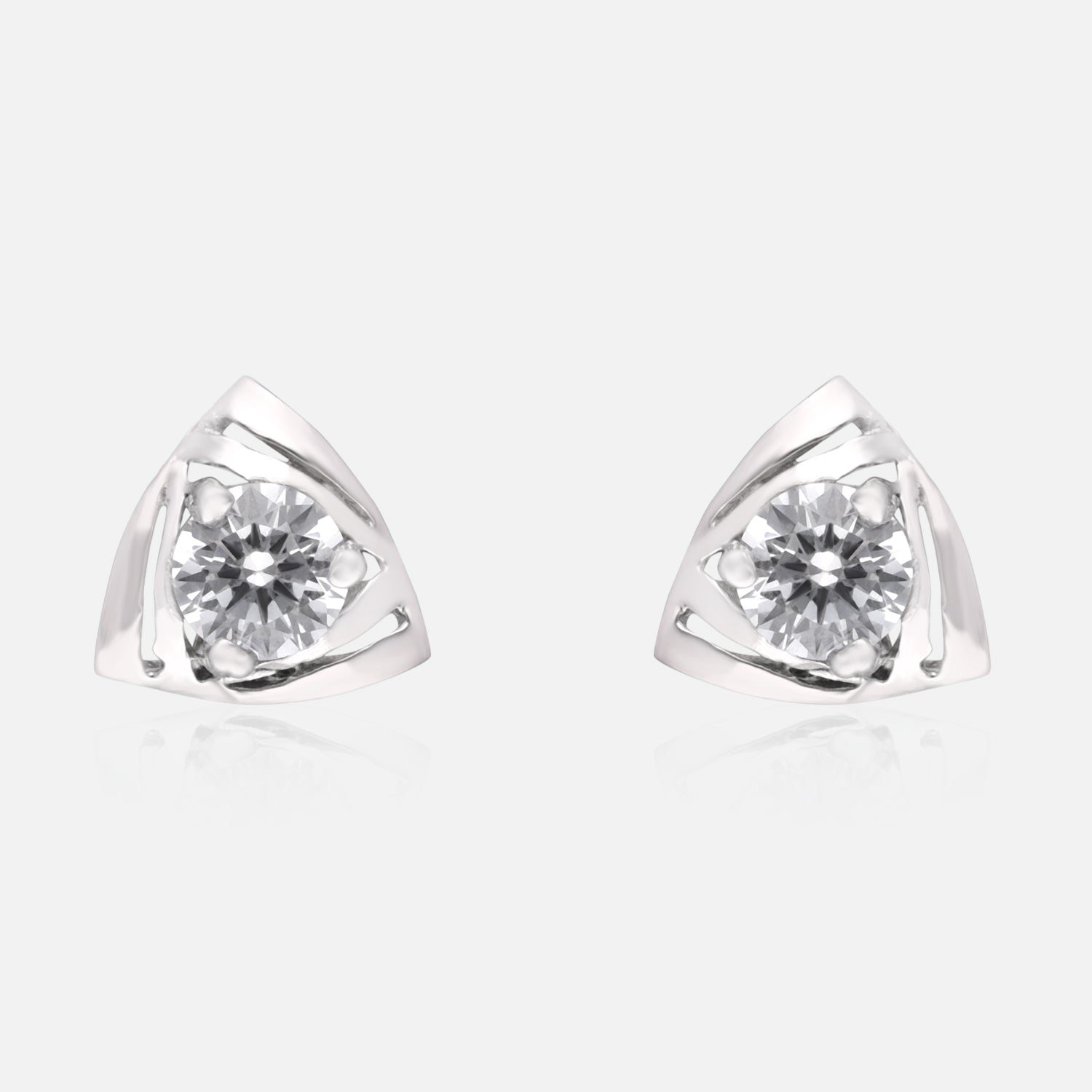 Modern Triangle Bezel Cubic Zirconia Stud Earrings in Sterling Silver | SKU : 0022196477, 0022195081, 0003904831