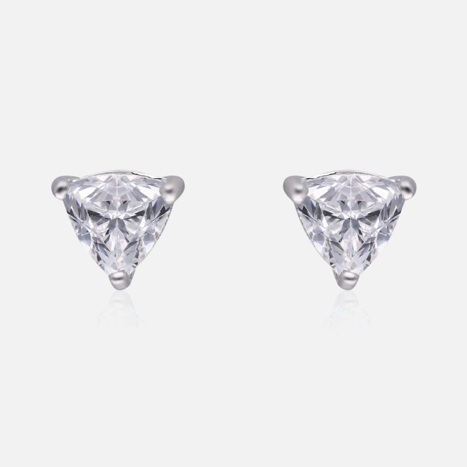 Trillion-Cut Cubic Zirconia Solitaire Stud Earrings in Sterling Silver | SKU : 0022196507, 0022195111, 0003904862