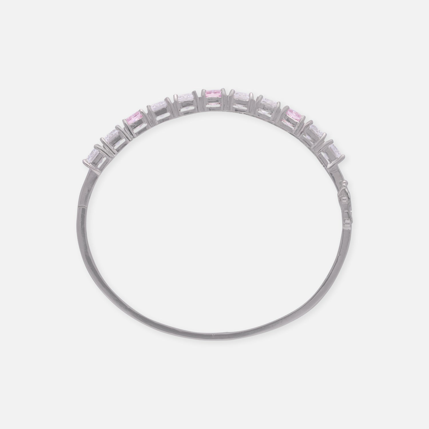 Sterling Silver Pink & White Emerald-Cut Stone Bracelet | SKU : 0022219619, 0022219404, 0003922064