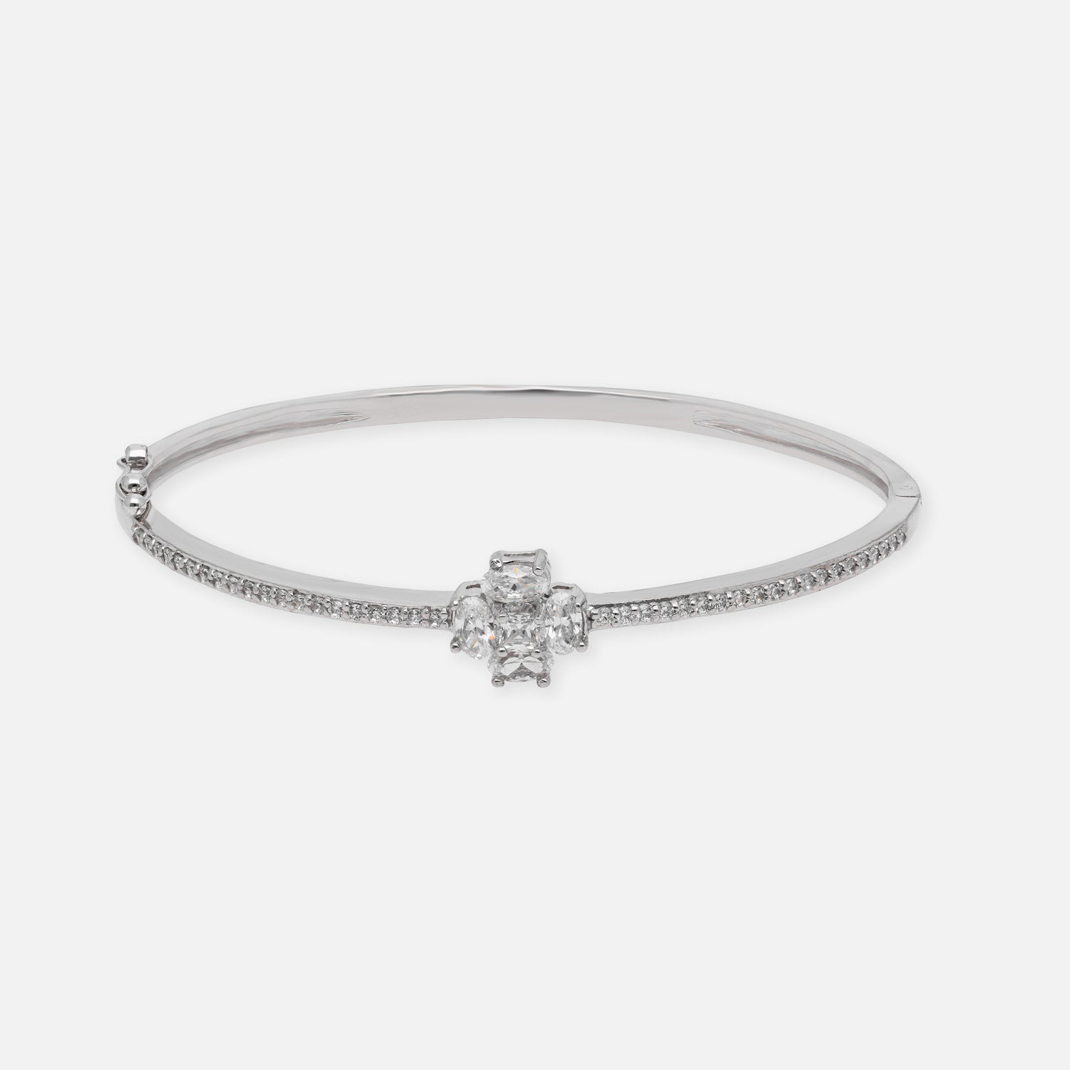 Sterling Silver Radiant Cluster Diamond-Style Bracelet | SKU : 0022223920