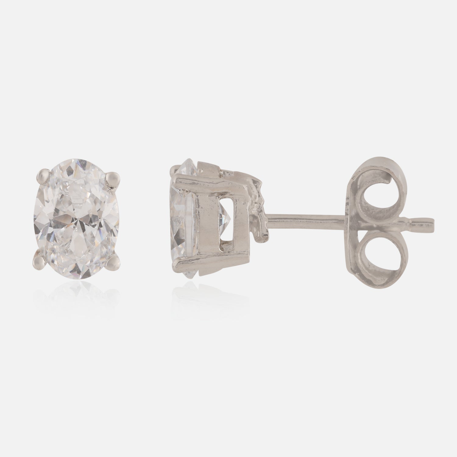 Sterling Silver Oval-Cut Cubic Zirconia Stud Earrings | SKU : 0022261311, 0022260130, 0003939703