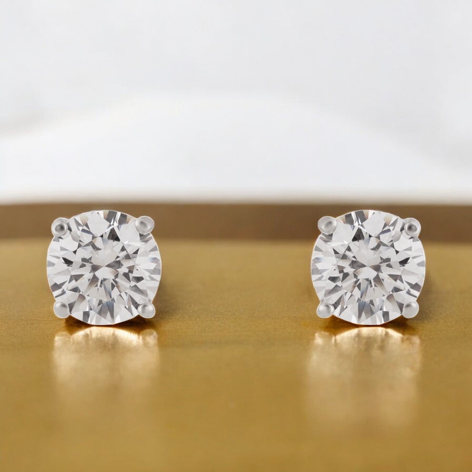 Sterling Silver Round Solitaire Cubic Zirconia Stud Earrings SKU