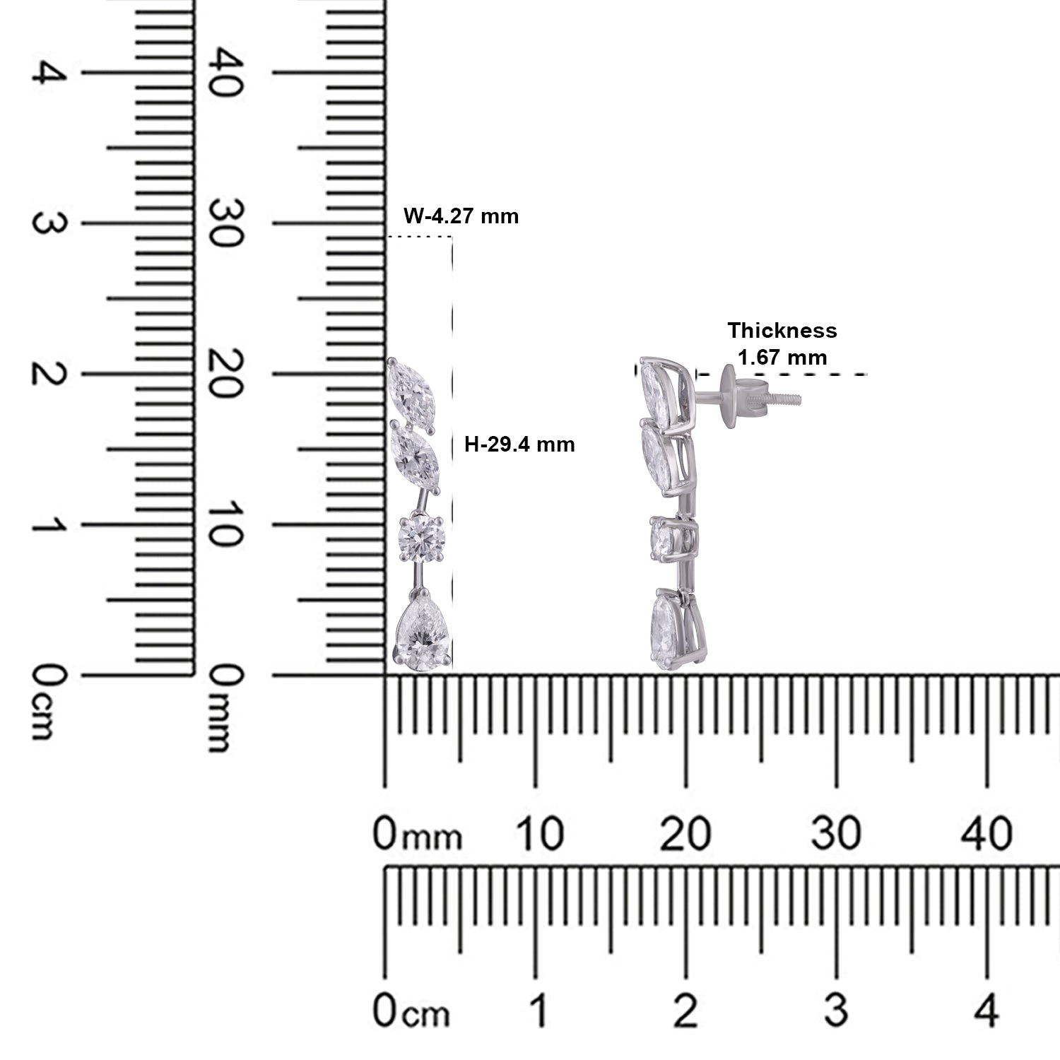 Lab-Grown Marquise and Pear Diamond Drop Earrings in 18K White Gold | SKU : 0004952725