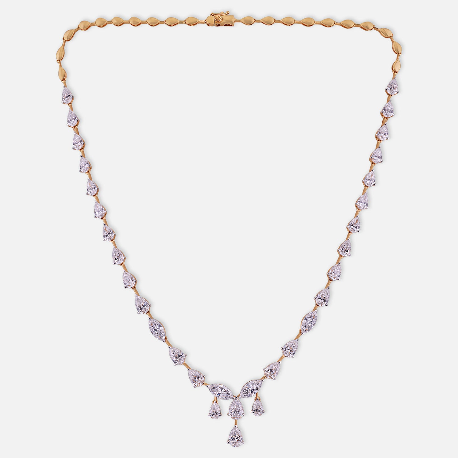 Lab-Grown Pear and Marquise Diamond Necklace in 18K Yellow Gold | SKU : 0004952909