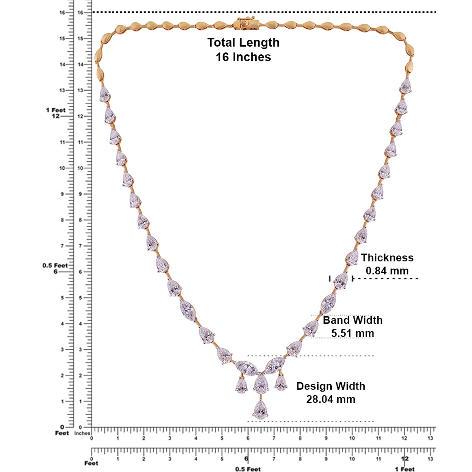 Lab-Grown Pear and Marquise Diamond Necklace in 18K Yellow Gold | SKU : 0004952909