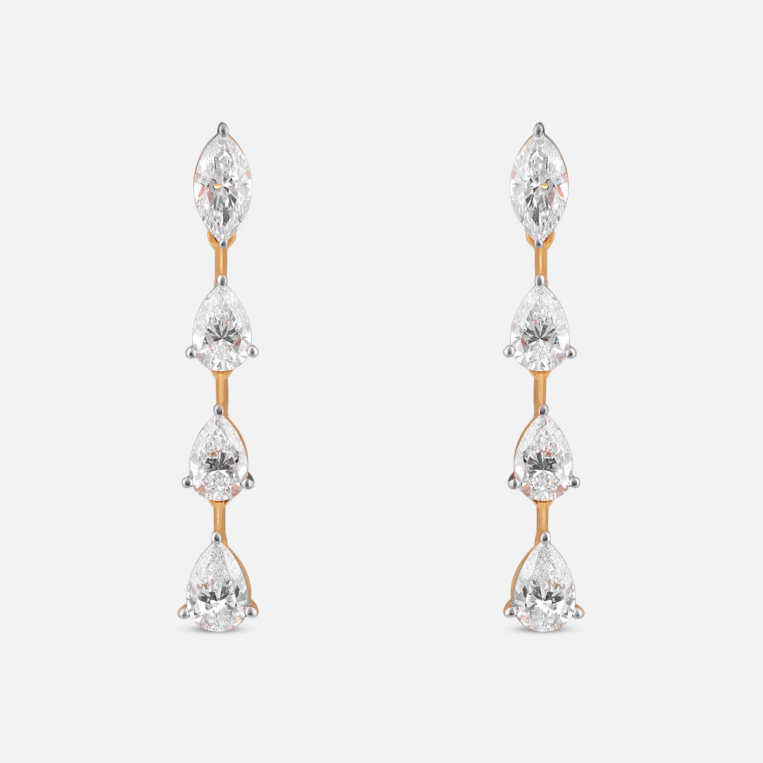 Lab-Grown Marquise and Pear Diamond Drop Earrings in 18K Yellow Gold | SKU : 0004952916