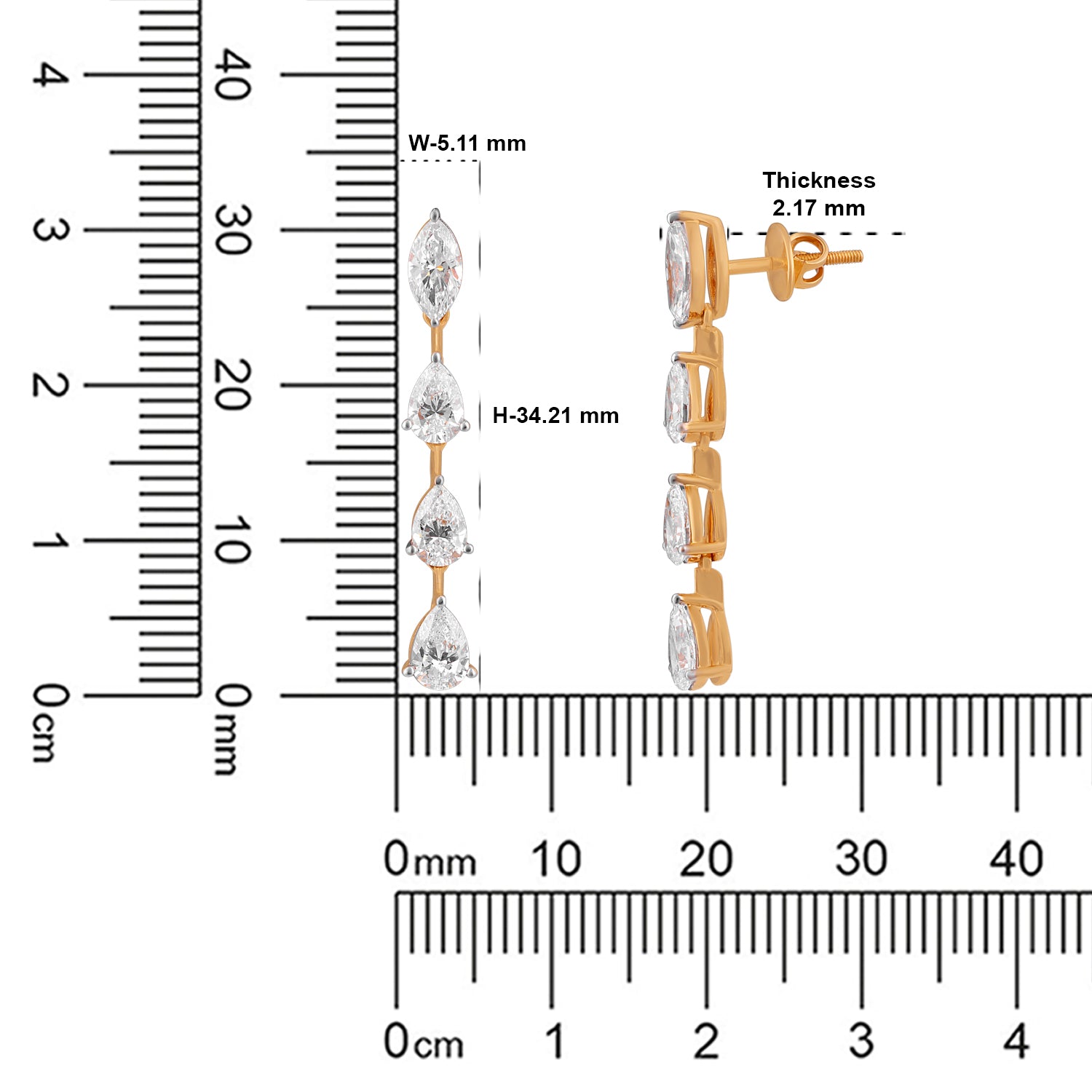 Lab-Grown Marquise and Pear Diamond Drop Earrings in 18K Yellow Gold | SKU : 0004952916