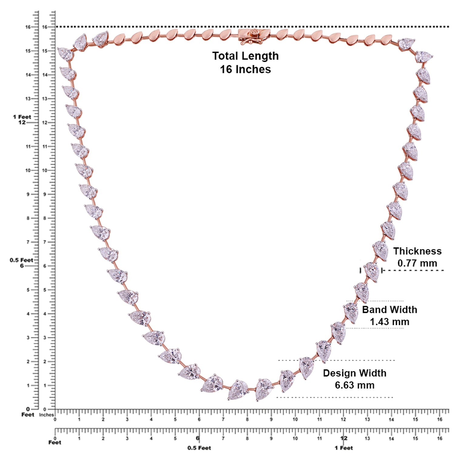 Exquisite Lab-Grown Pear Diamond Necklace in 18K Rose Gold | SKU : 0004952923