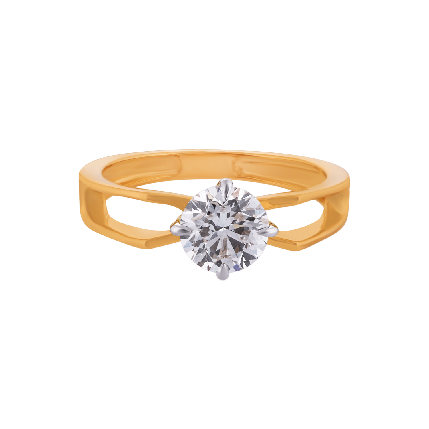 Modern Split-Shank Lab-Grown Diamond Solitaire Ring in Yellow Gold | SKU : 0004952947