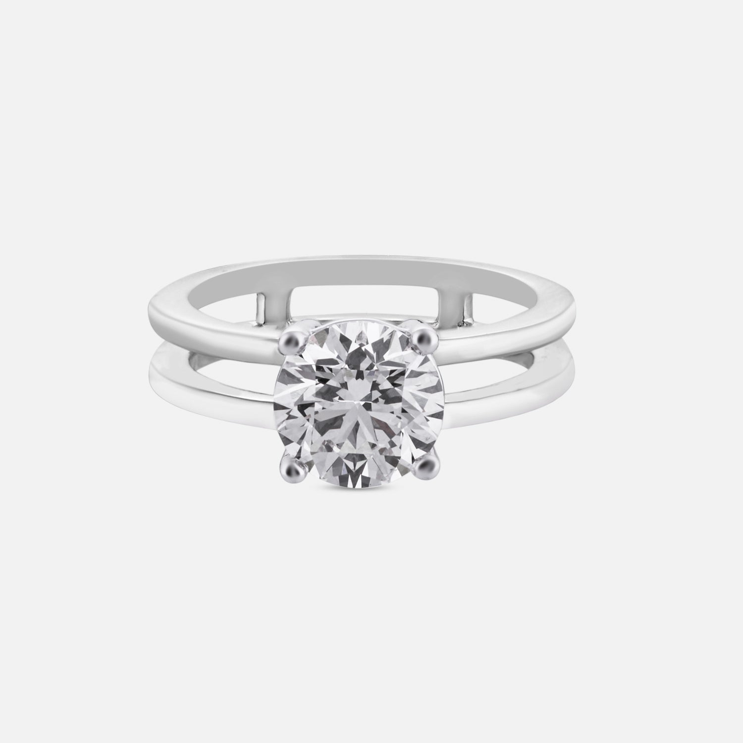 Eternal Grace Lab Grown Round Diamond Ring in White Gold with Split Band Design | SKU : 0004953098
