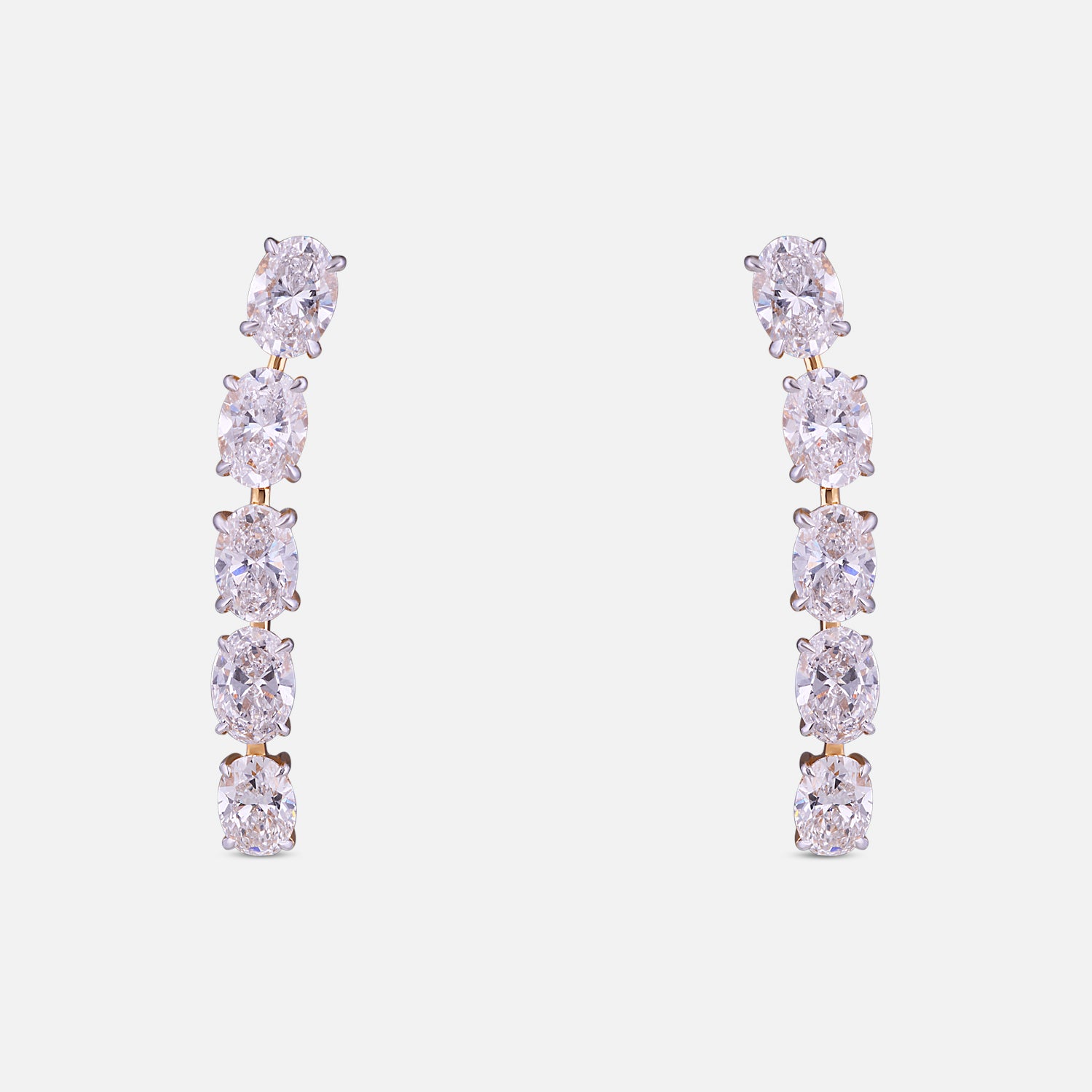 Lab-Grown Oval Diamond Linear Earrings in 18K Yellow Gold | SKU : 0004953142