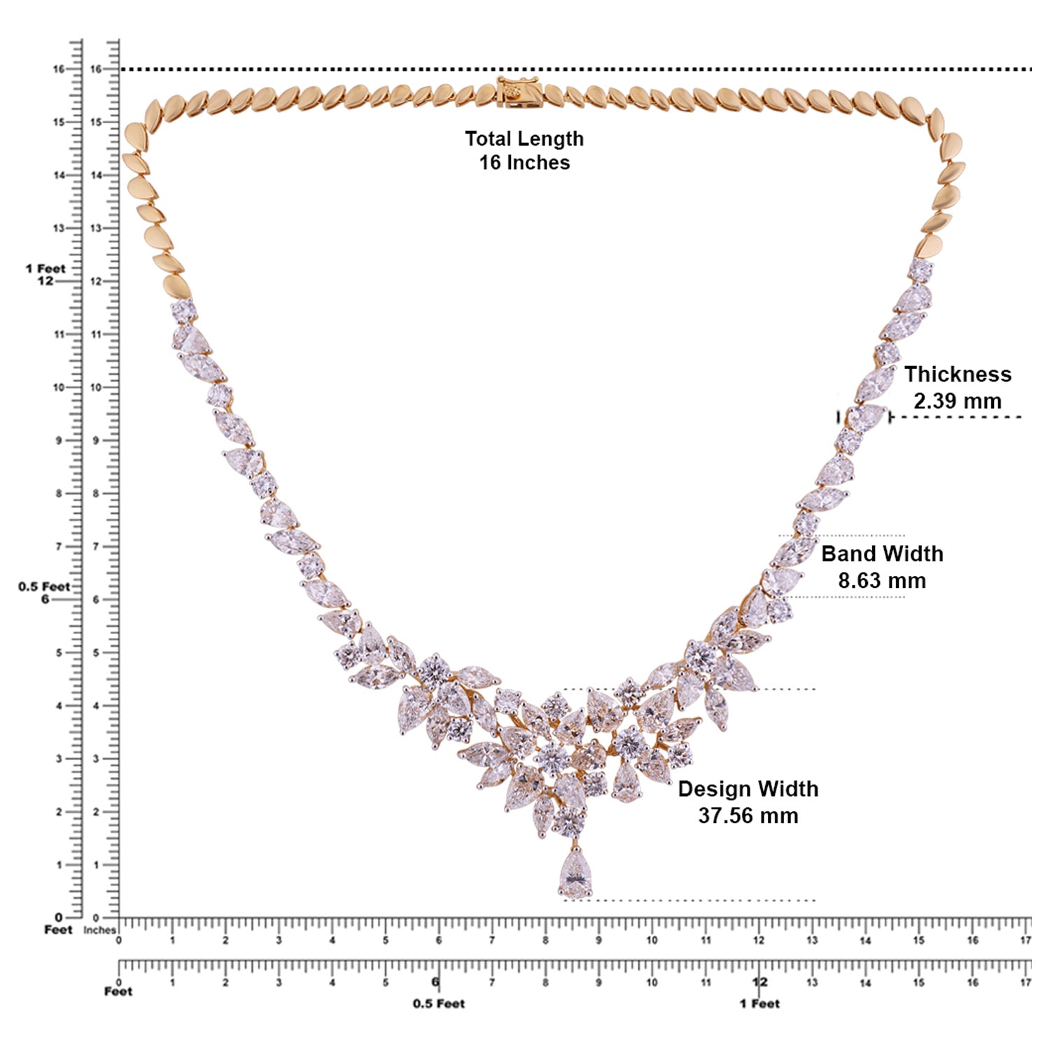 Lab-Grown Diamond Floral Cluster Necklace in 18K Yellow Gold | SKU : 0004953159