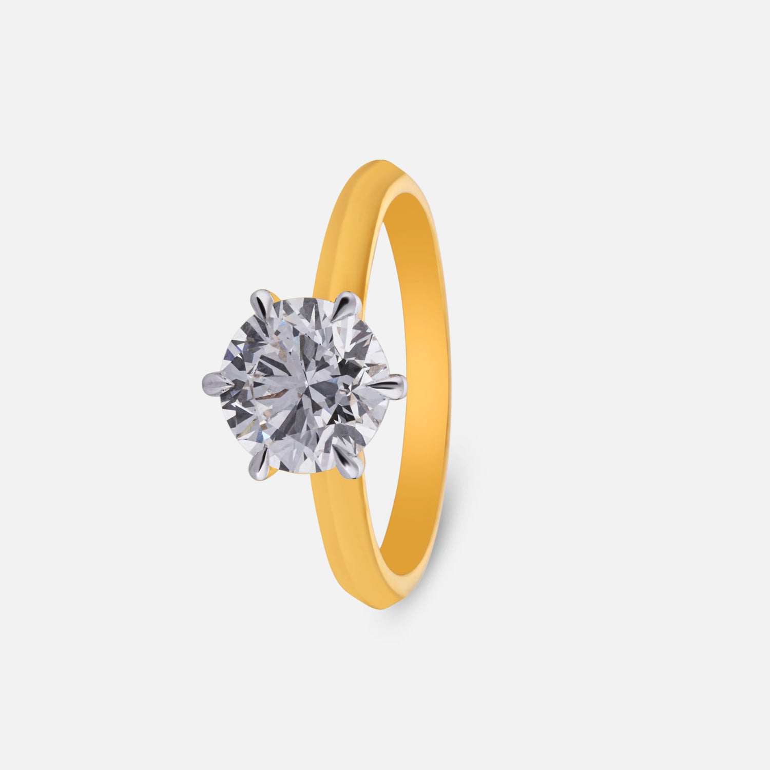Golden Radiance Lab Grown Six Prong Diamond Ring in Yellow Gold | SKU : 0004953173