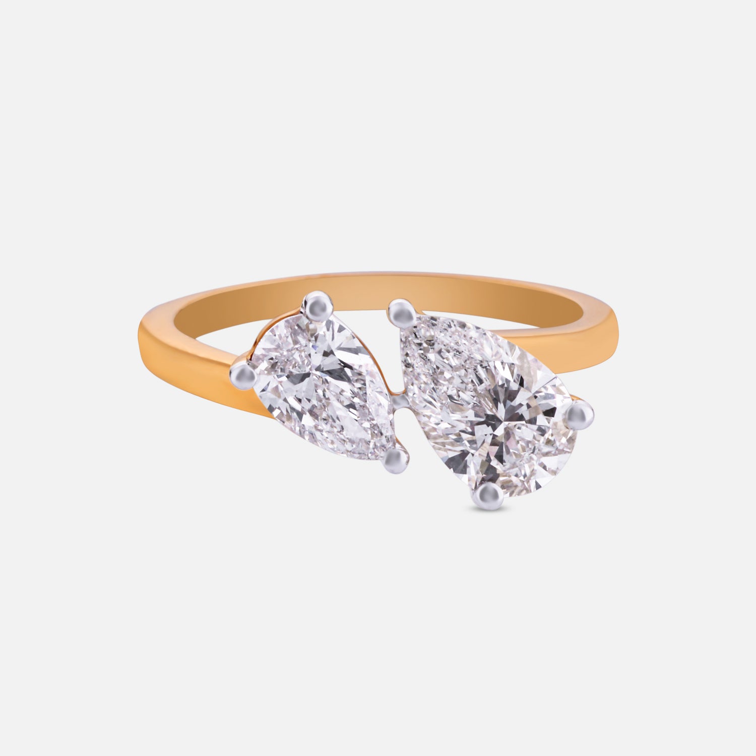 Twin Radiance Lab Grown Pear Diamond Ring in Yellow Gold | SKU : 0004953197