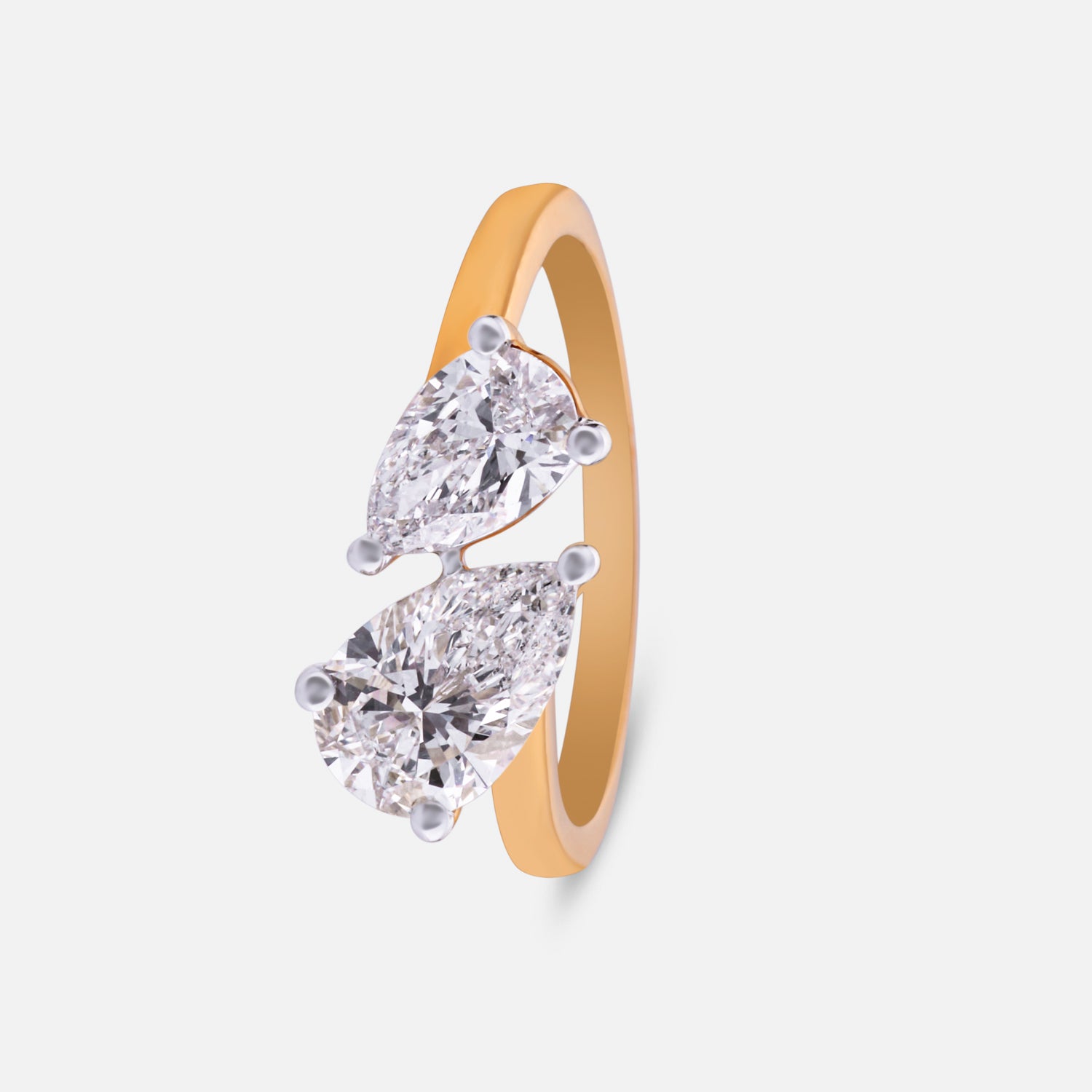 Twin Radiance Lab Grown Pear Diamond Ring in Yellow Gold | SKU : 0004953197