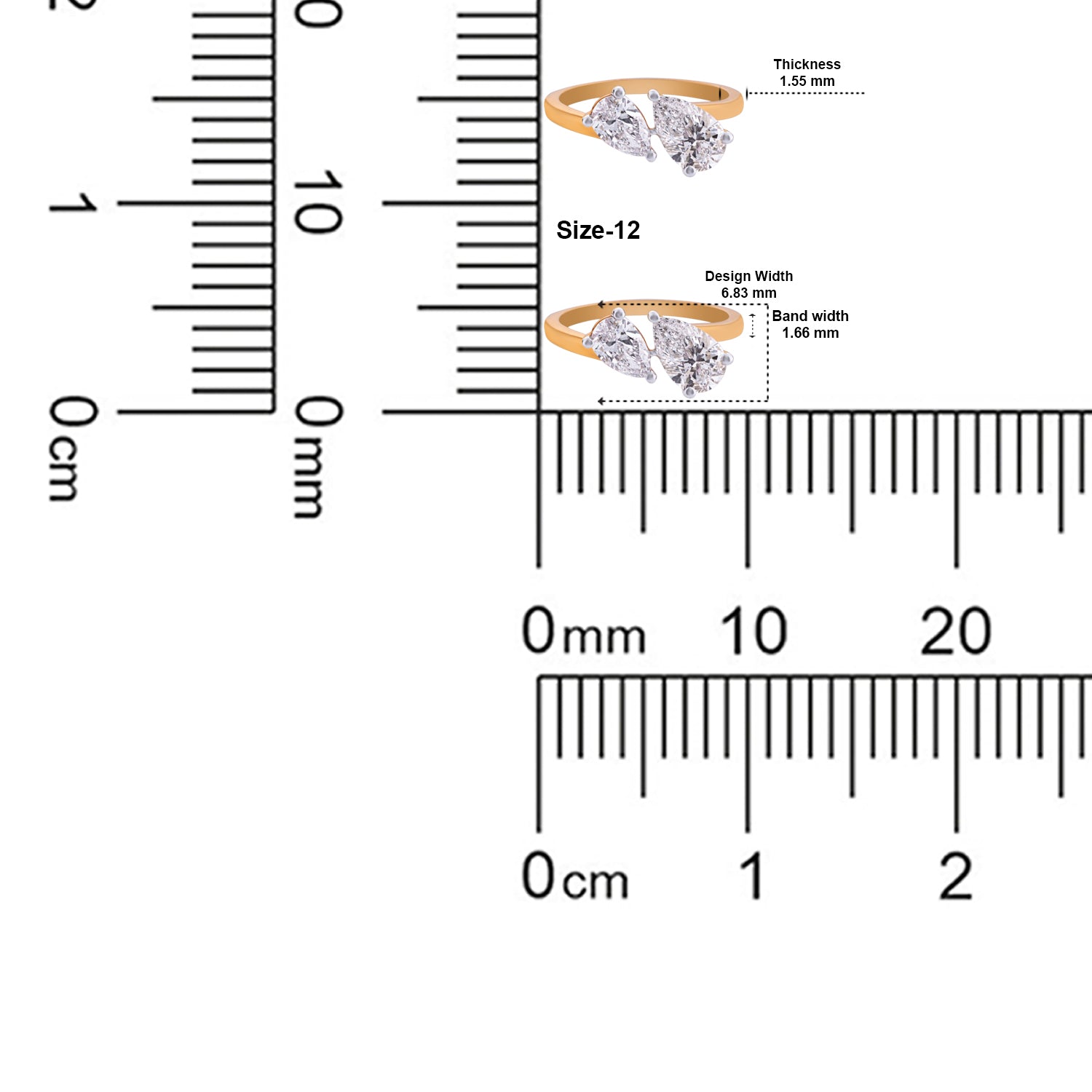 Twin Radiance Lab Grown Pear Diamond Ring in Yellow Gold | SKU : 0004953197