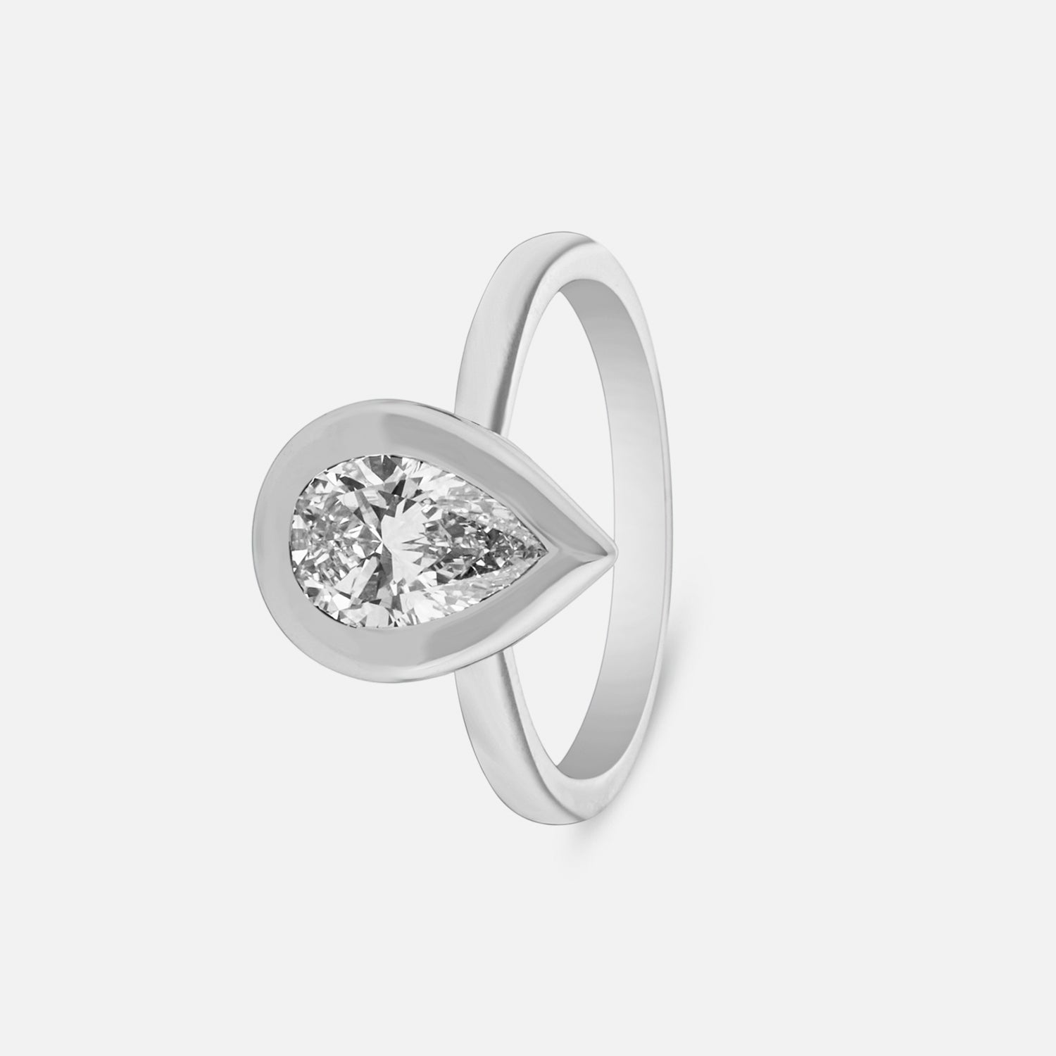 Celeste Drop Lab Grown Pear Cut Diamond Ring in White Gold | SKU : 0004953203