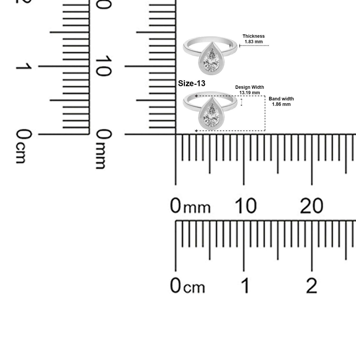 Celeste Drop Lab Grown Pear Cut Diamond Ring in White Gold | SKU : 0004953203