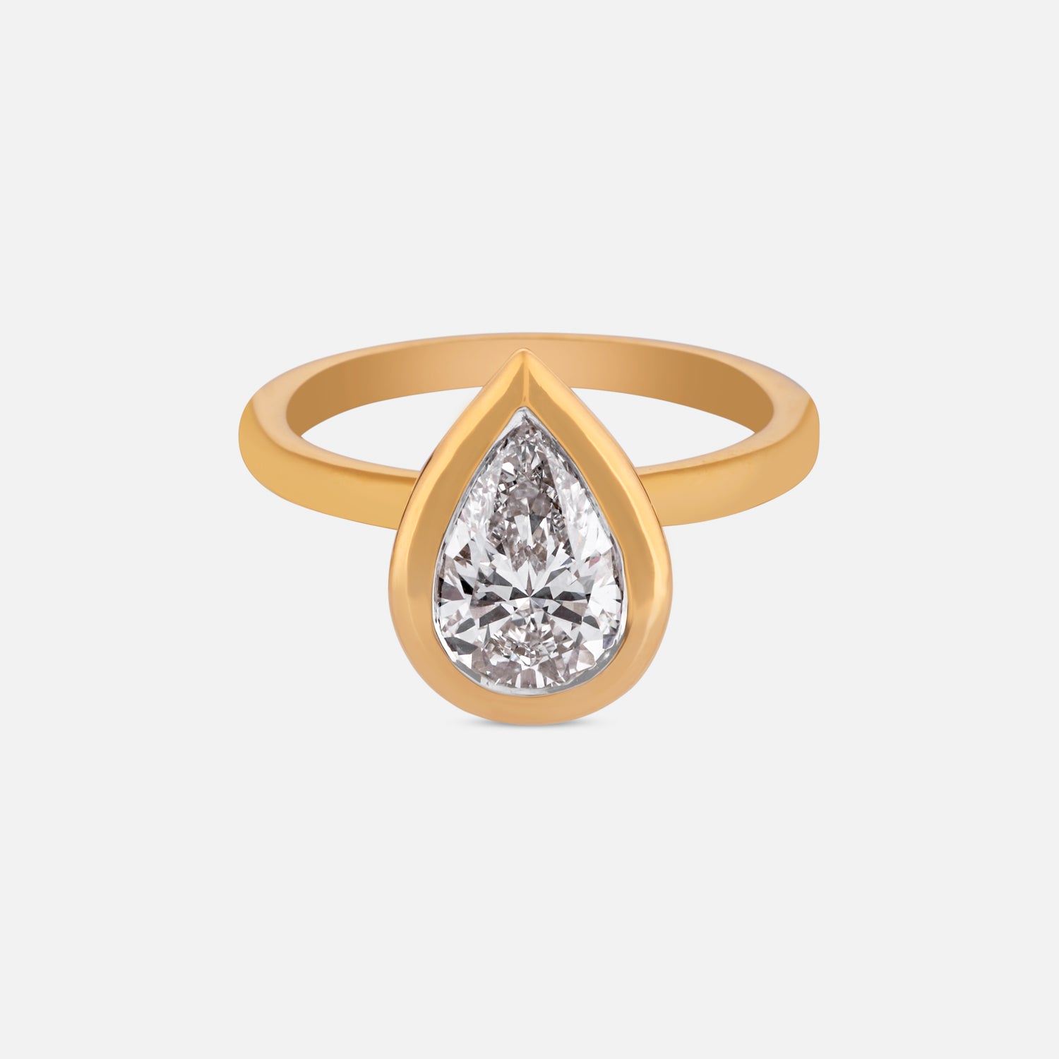 Celeste Drop Lab Grown Pear Cut Diamond Ring in Yellow Gold | SKU : 0004953210