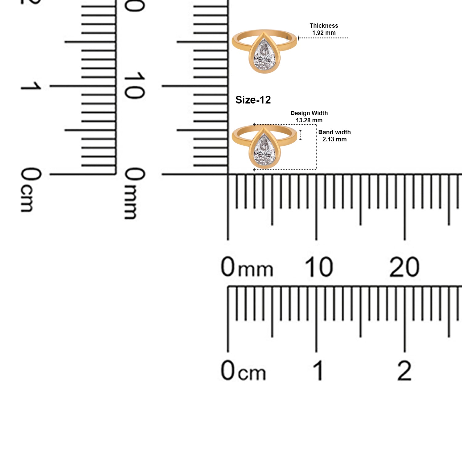Celeste Drop Lab Grown Pear Cut Diamond Ring in Yellow Gold | SKU : 0004953210