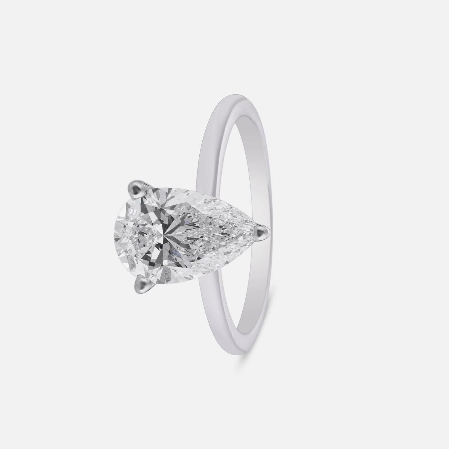 Modern Pear-Shaped Lab-Grown Diamond Solitaire Ring in White Gold | SKU : 0004953234