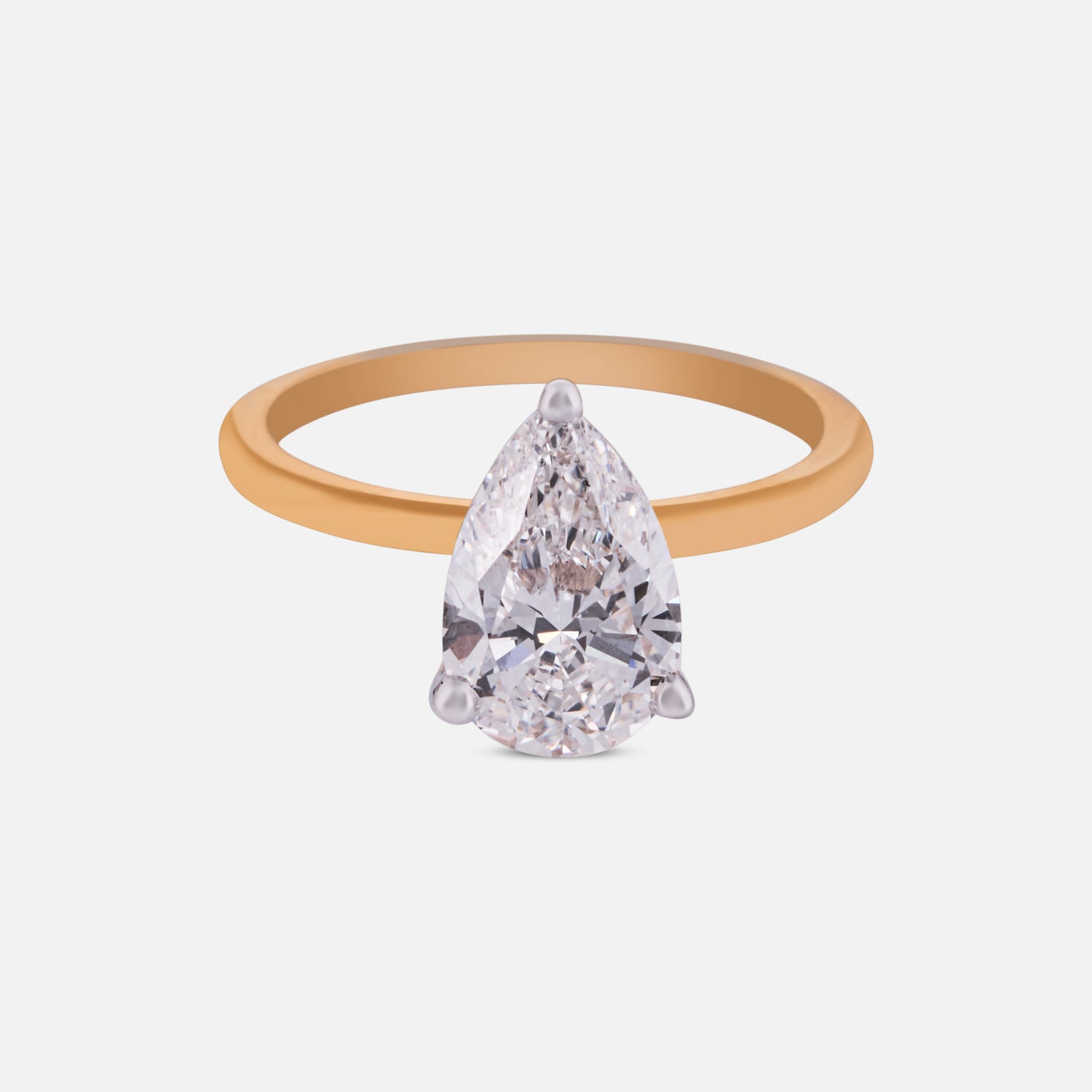 Graceful Pear-Shaped Lab-Grown Diamond Solitaire Ring in Yellow Gold | SKU : 0004953241