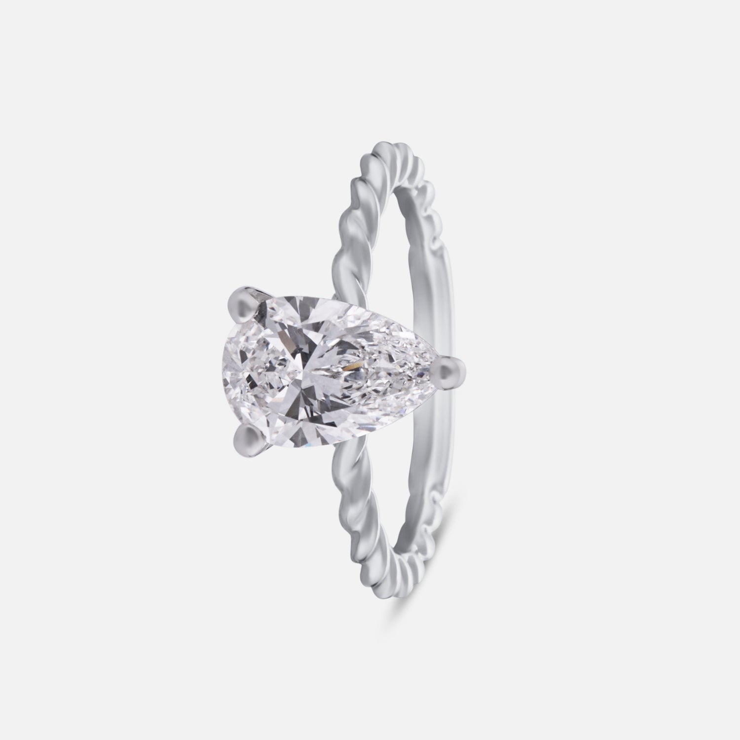 Celestial Dew Lab Grown Pear Diamond Ring in White Gold | SKU : 0004953258