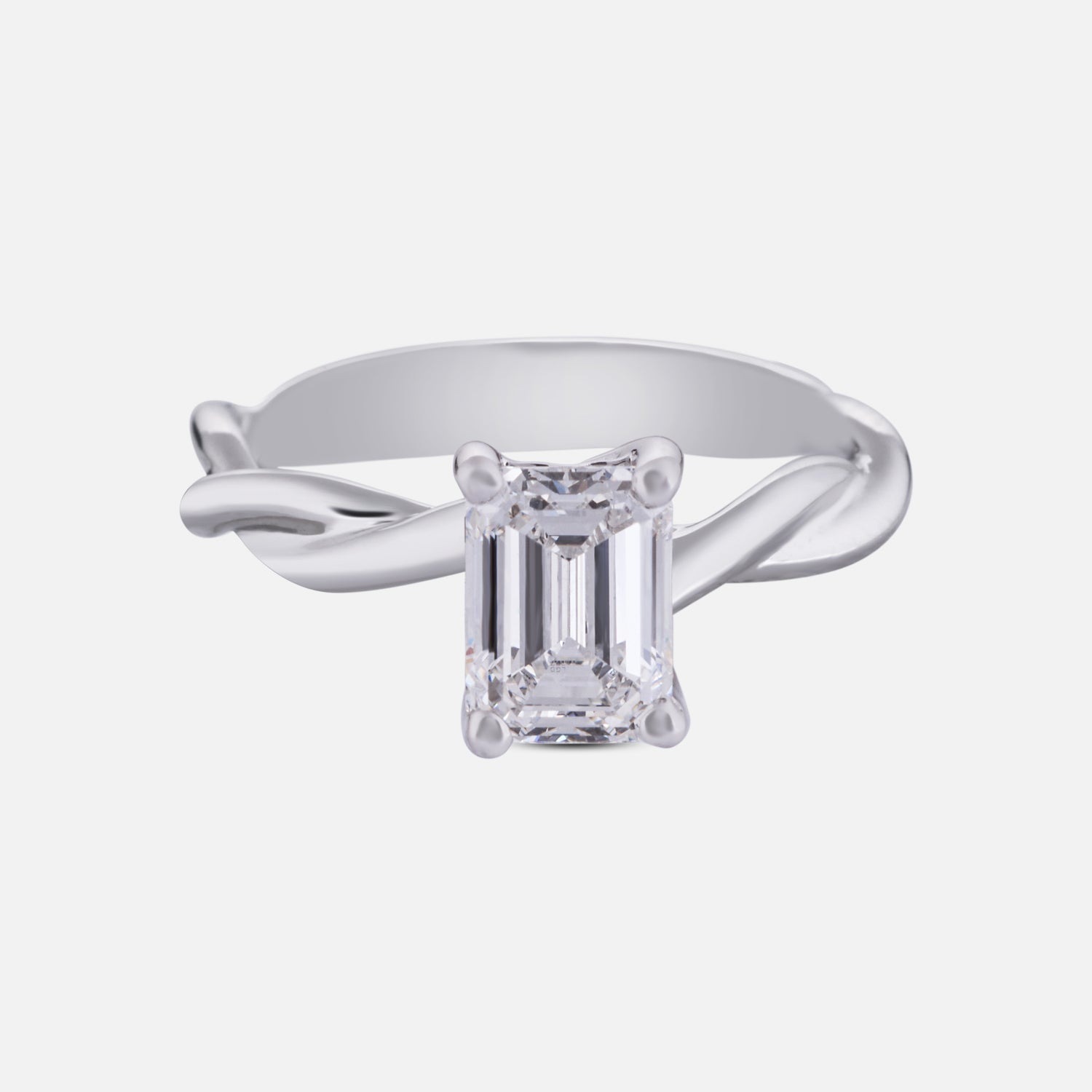Enchanted Grace Lab Grown Emerald Cut Diamond Ring in White Gold | SKU : 0004953296