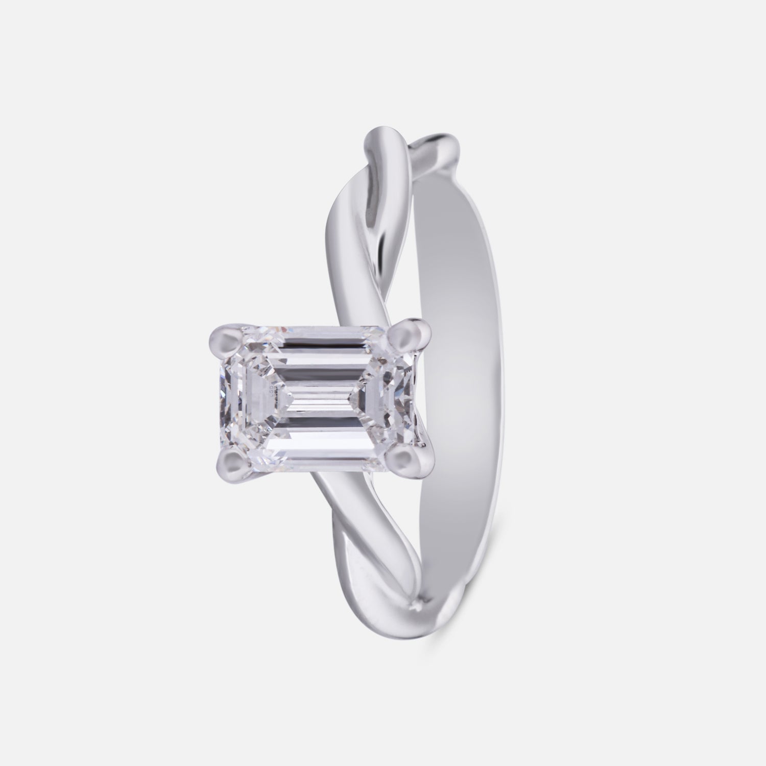 Enchanted Grace Lab Grown Emerald Cut Diamond Ring in White Gold | SKU : 0004953296
