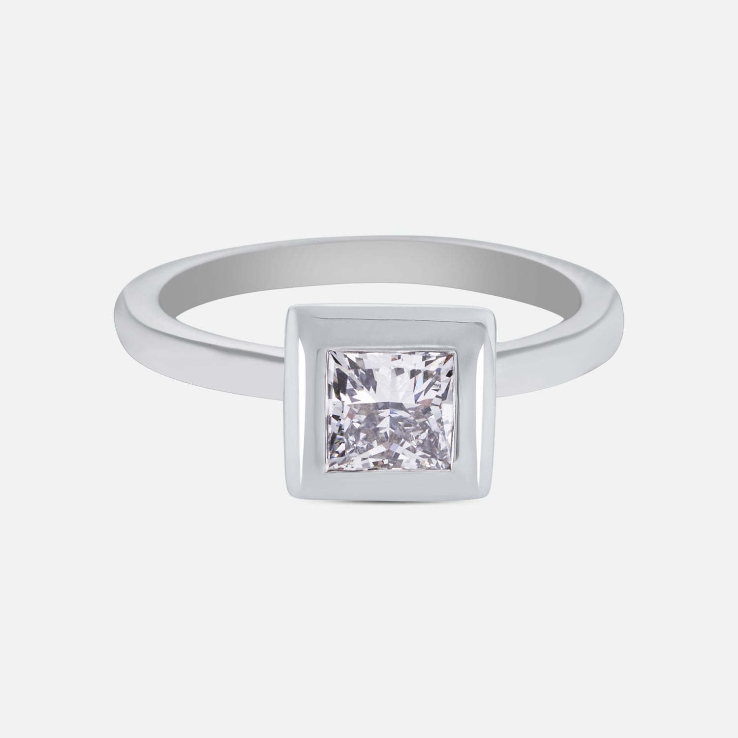Modern Muse Lab Grown Princess Cut Diamond Ring in White Gold | SKU : 0004953319
