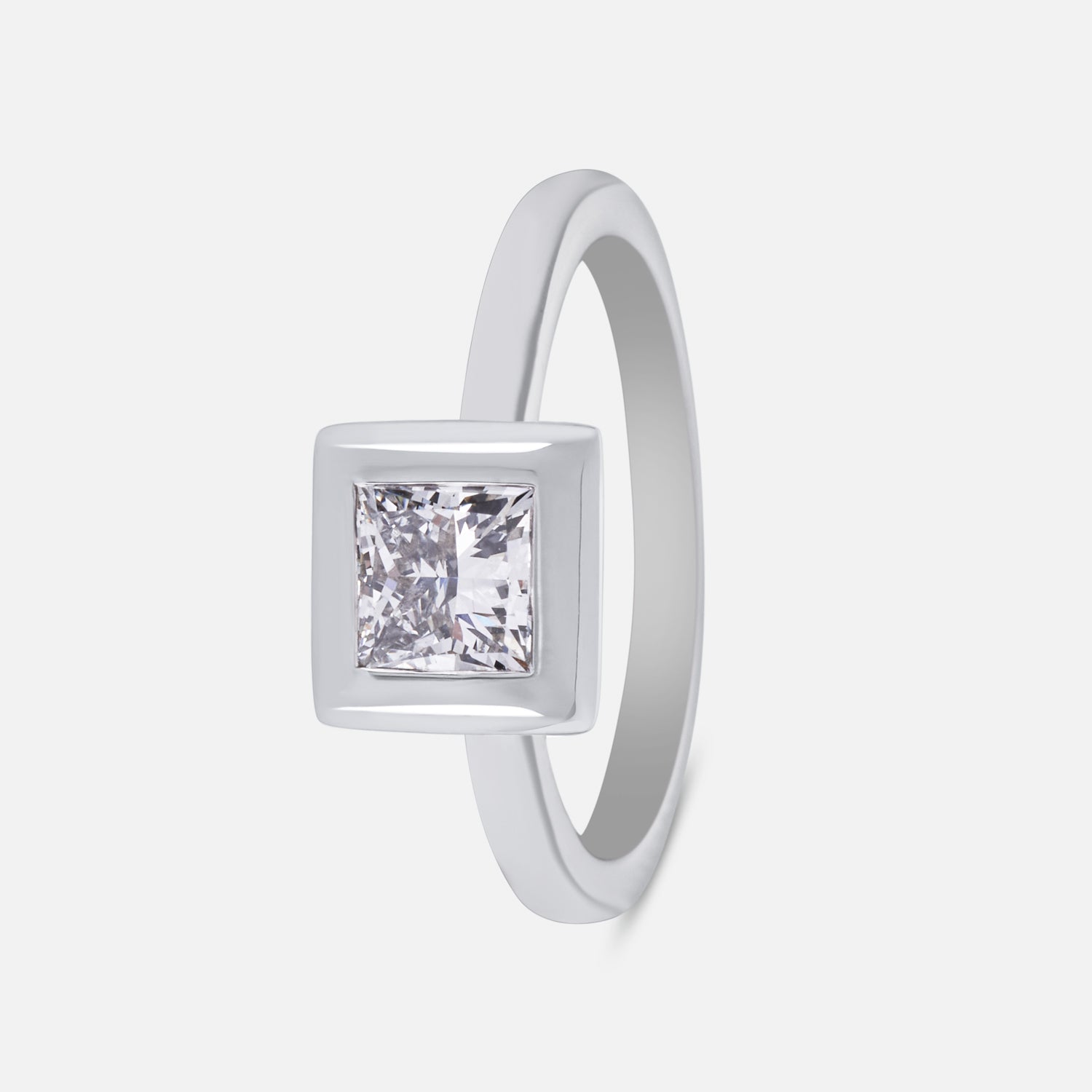 Modern Muse Lab Grown Princess Cut Diamond Ring in White Gold | SKU : 0004953319