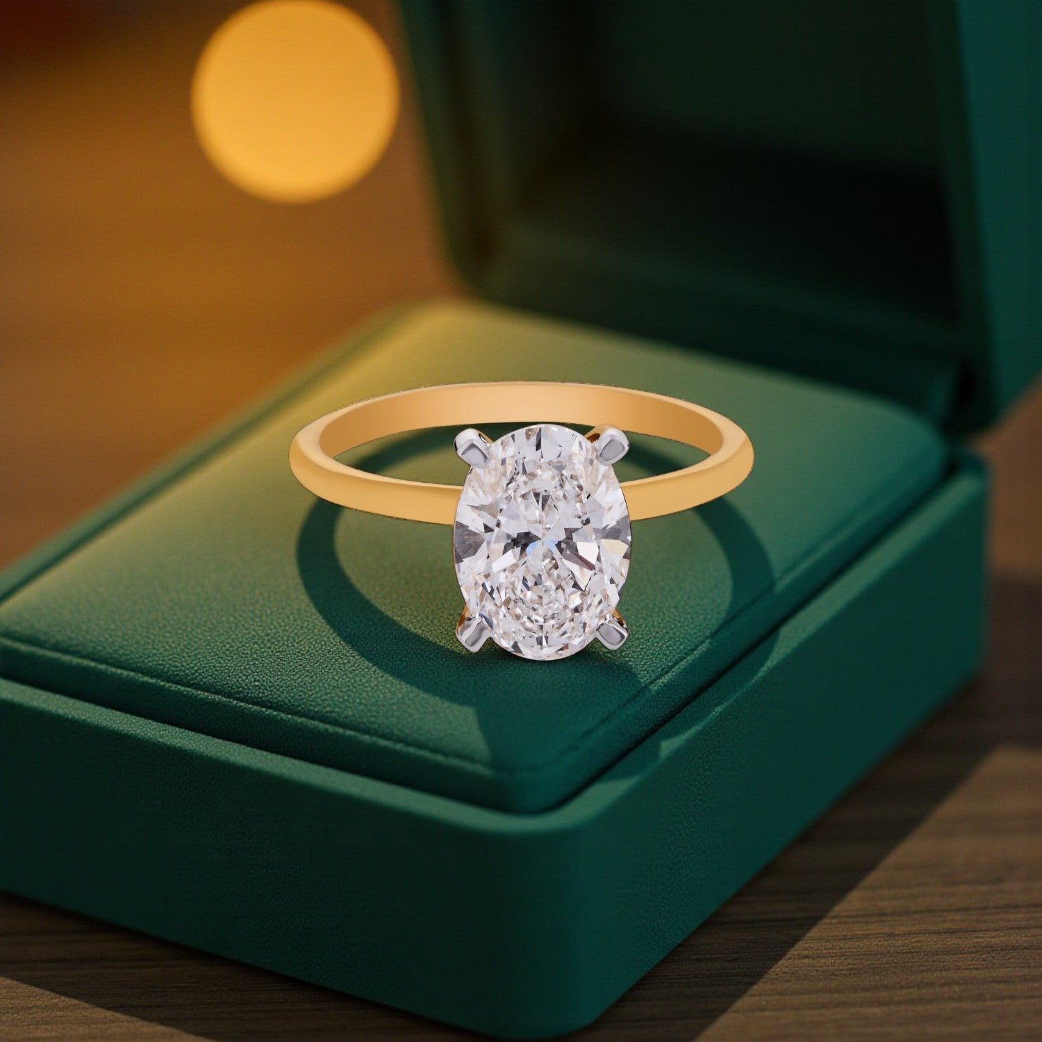 Oval-Cut Lab-Grown Diamond Solitaire Ring in Yellow Gold | SKU : 0004953340