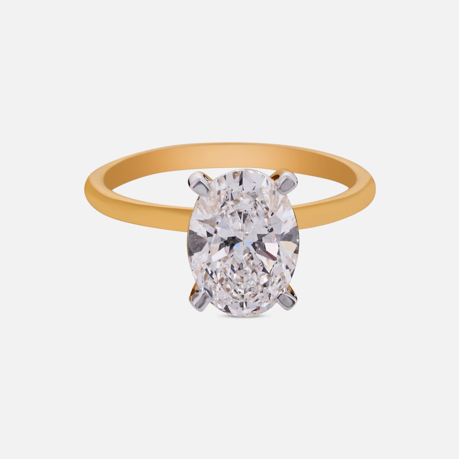 Oval-Cut Lab-Grown Diamond Solitaire Ring in Yellow Gold | SKU : 0004953340