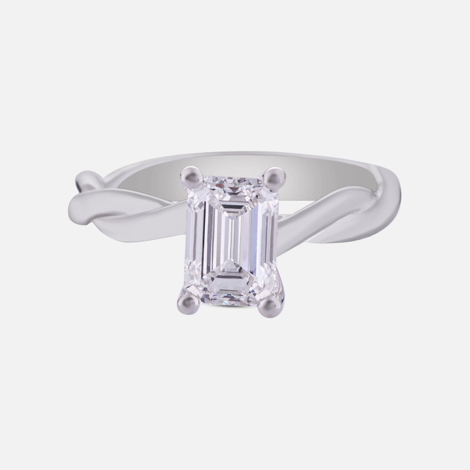 Ethereal Harmony Lab Grown Emerald Cut Diamond Ring in White Gold | SKU : 0004953364