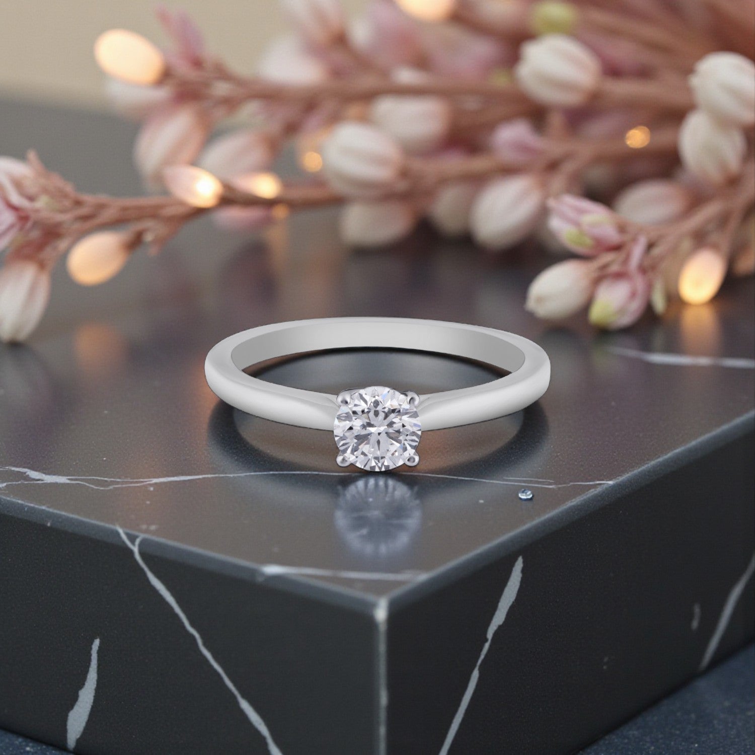 Luna Solitaire Lab Grown Diamond Ring in White Gold | SKU : 0004953418