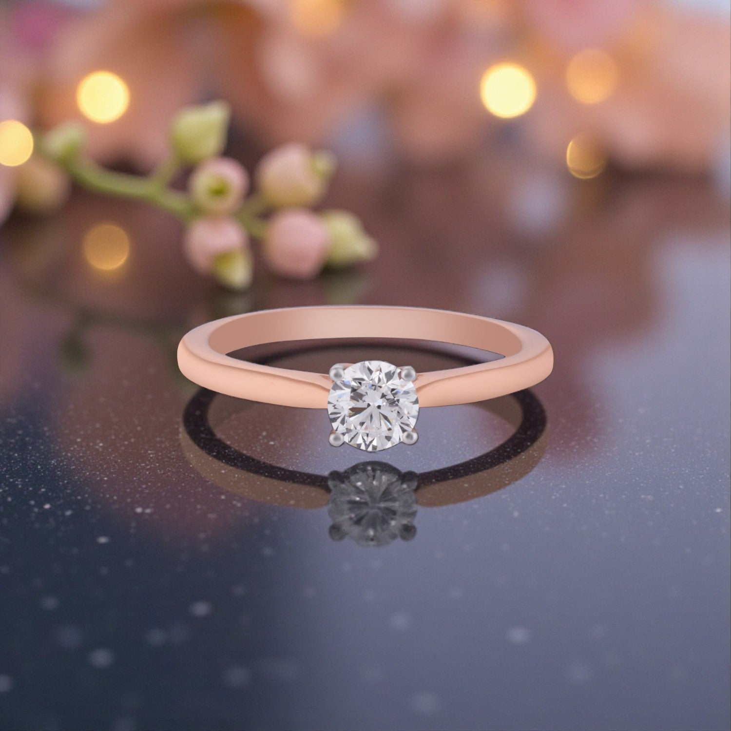 Aurora Grace Lab Grown Solitaire Diamond Ring in Rose Gold | SKU : 0004953425