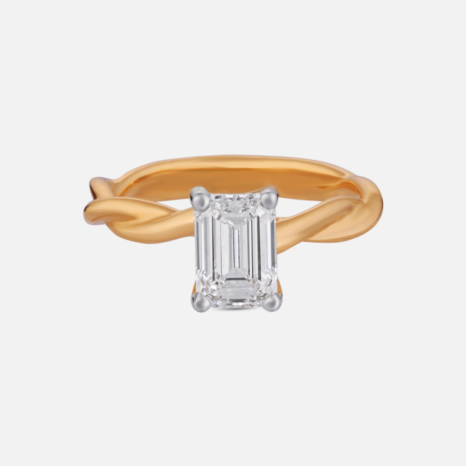 Radiant Harmony Lab Grown Emerald Cut Diamond Ring in Yellow Gold | SKU : 0004953432